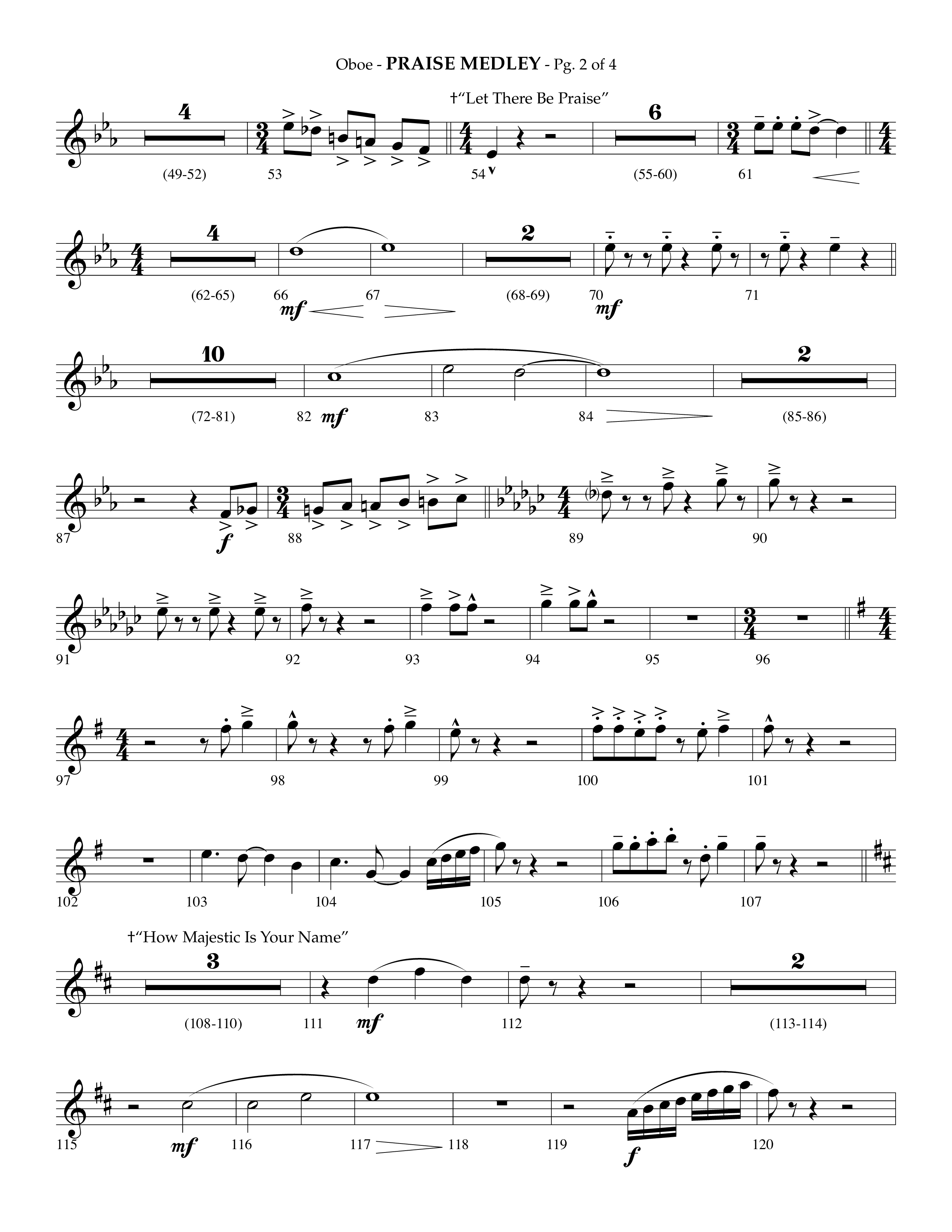 Praise Medley (Choral Anthem SATB) Oboe (Lifeway Choral / Arr. Phillip Keveren / Arr. Jay Rouse)