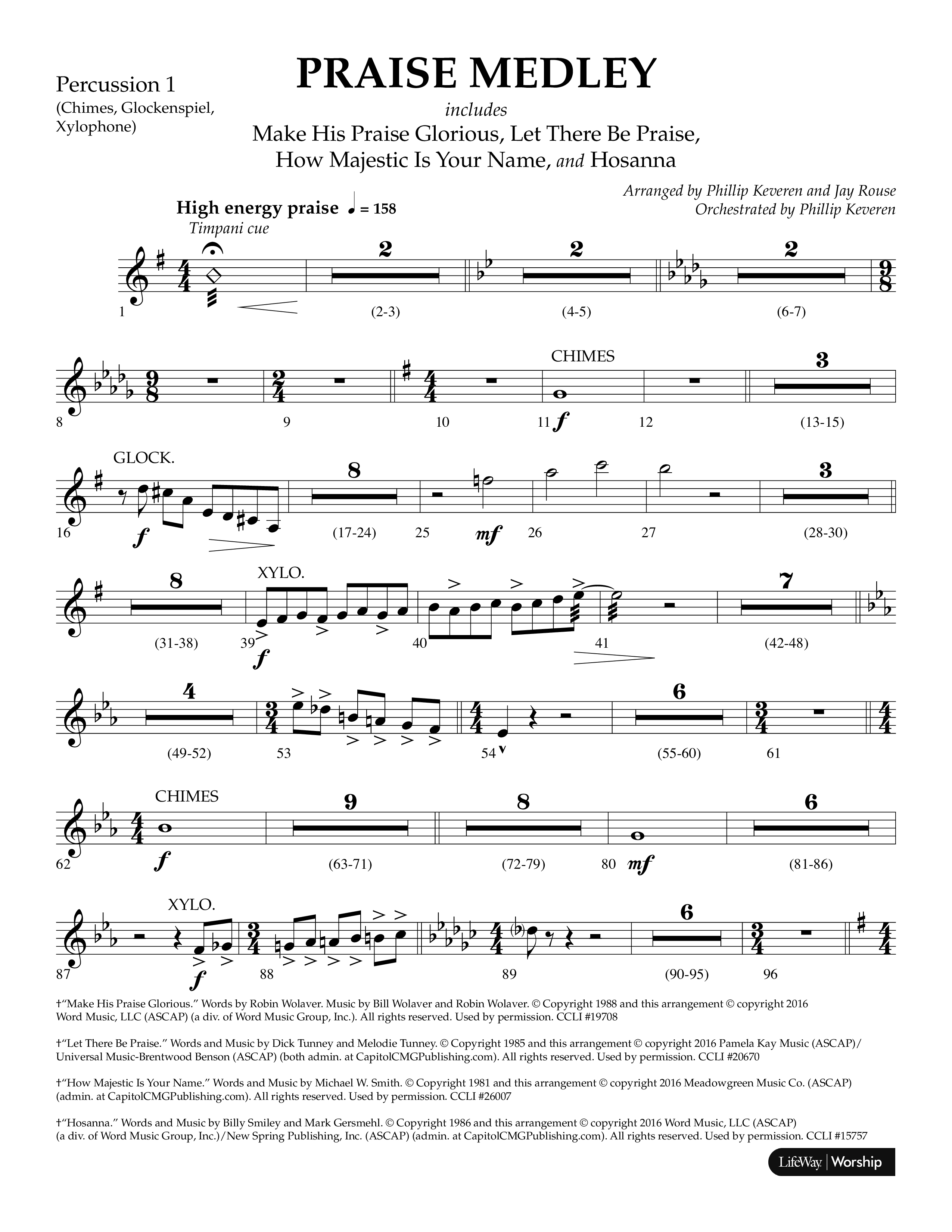Praise Medley (Choral Anthem SATB) Percussion 1/2 (Lifeway Choral / Arr. Phillip Keveren / Arr. Jay Rouse)