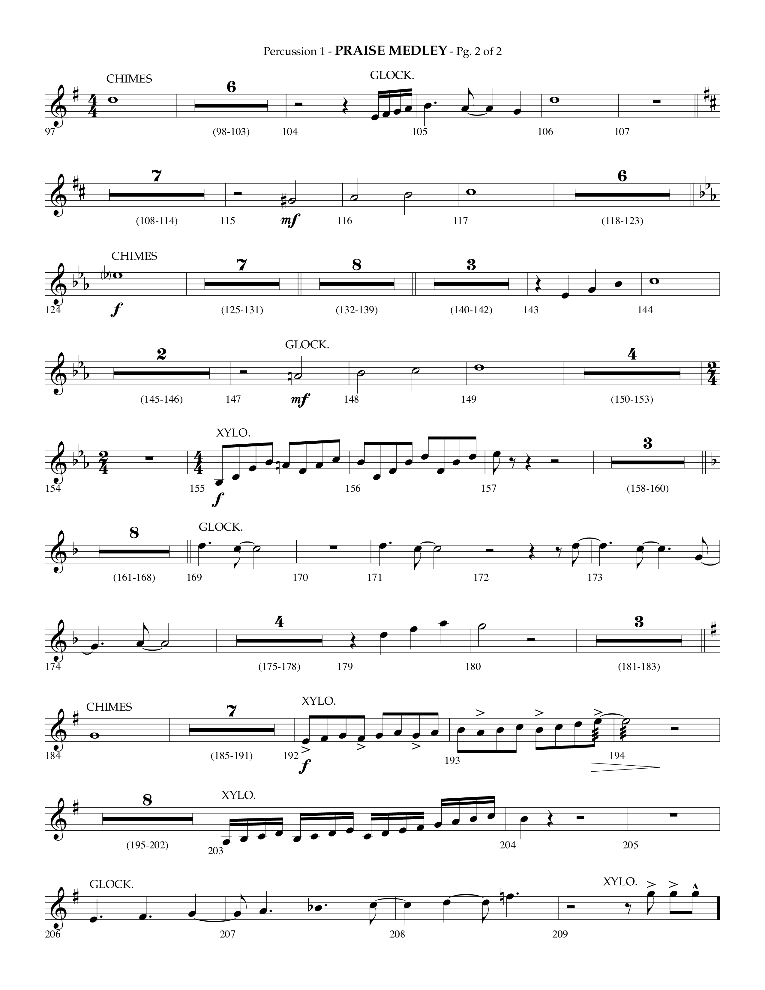 Praise Medley (Choral Anthem SATB) Percussion 1/2 (Lifeway Choral / Arr. Phillip Keveren / Arr. Jay Rouse)
