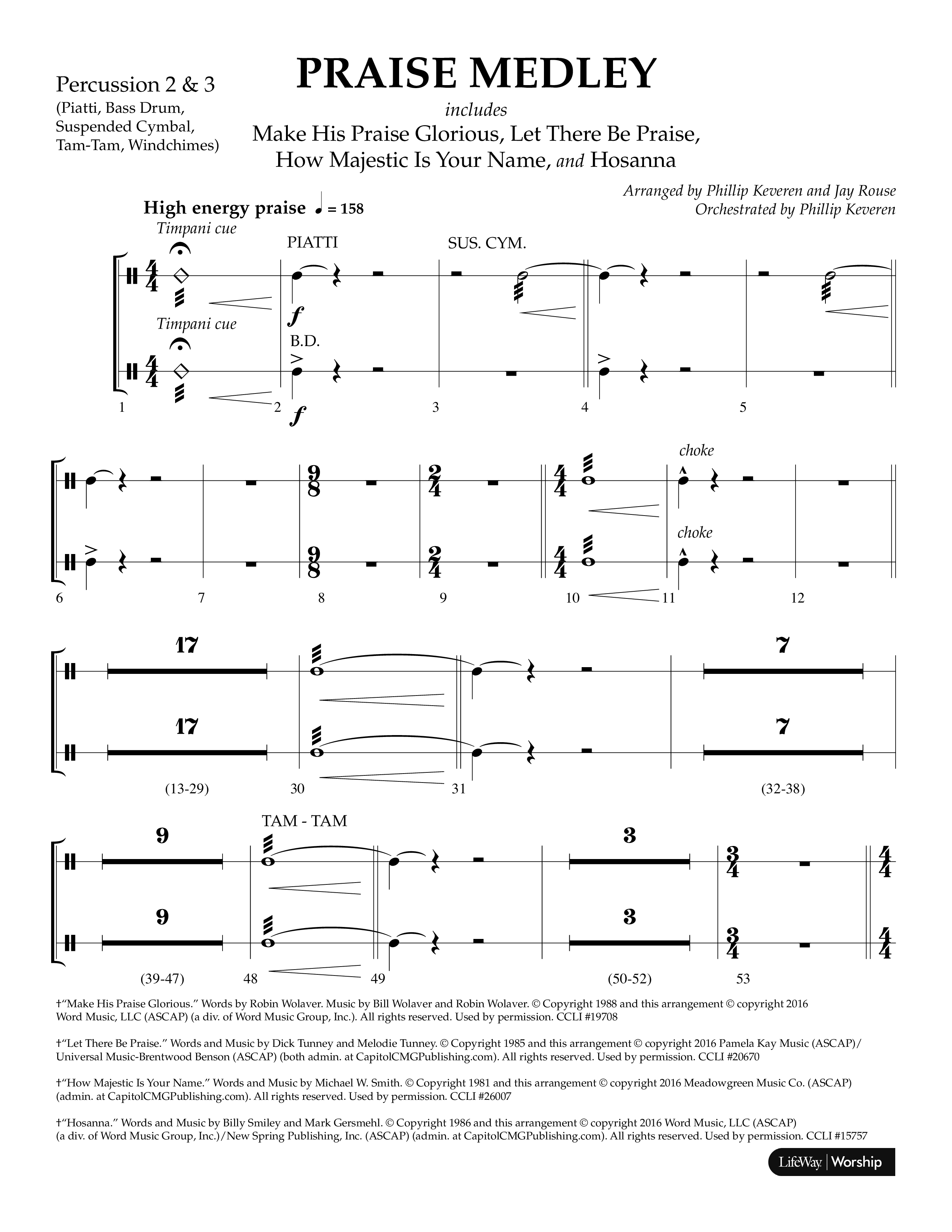 Praise Medley (Choral Anthem SATB) Percussion 1/2 (Lifeway Choral / Arr. Phillip Keveren / Arr. Jay Rouse)