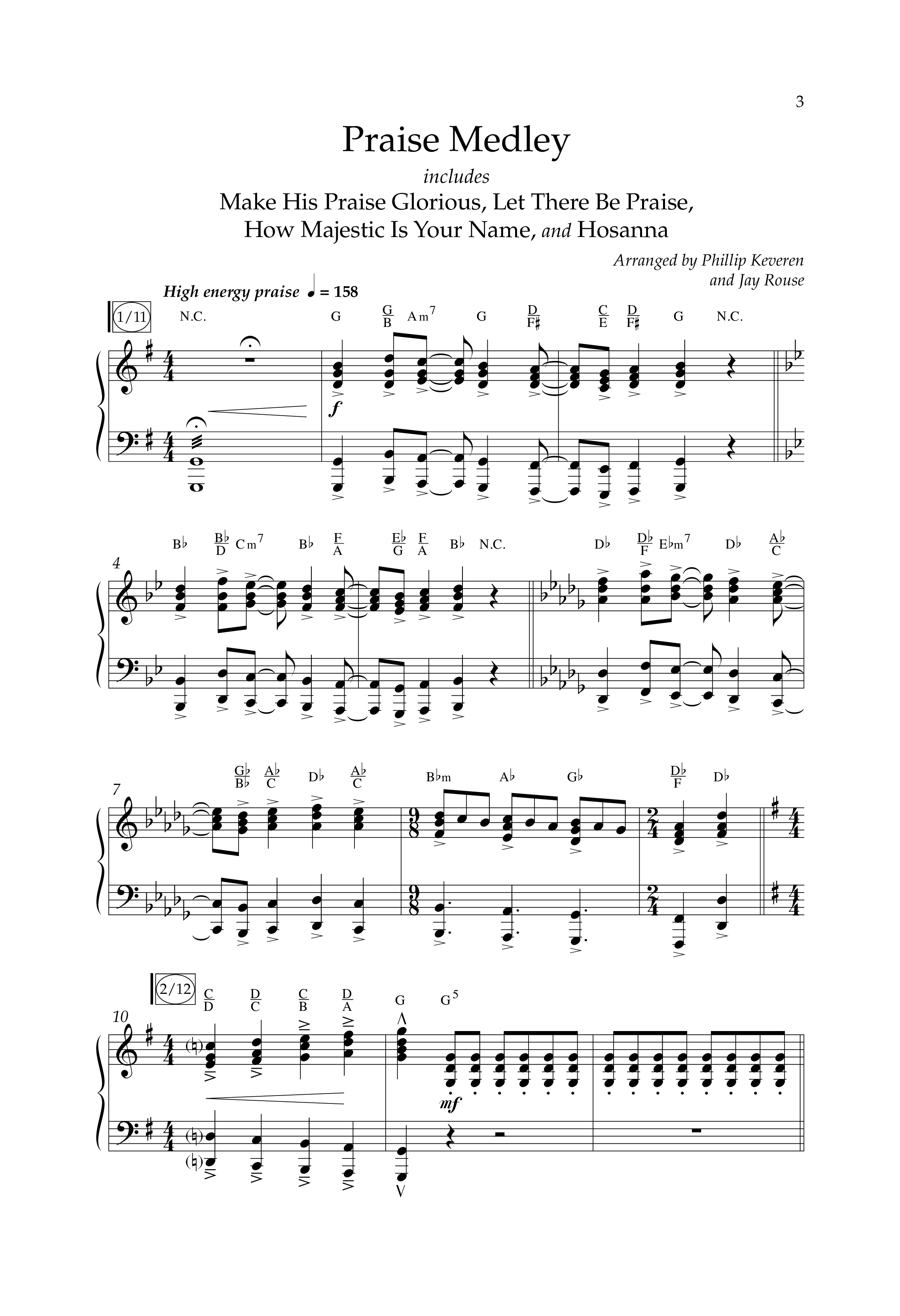 Praise Medley (Choral Anthem SATB) Anthem (SATB/Piano) (Lifeway Choral / Arr. Phillip Keveren / Arr. Jay Rouse)