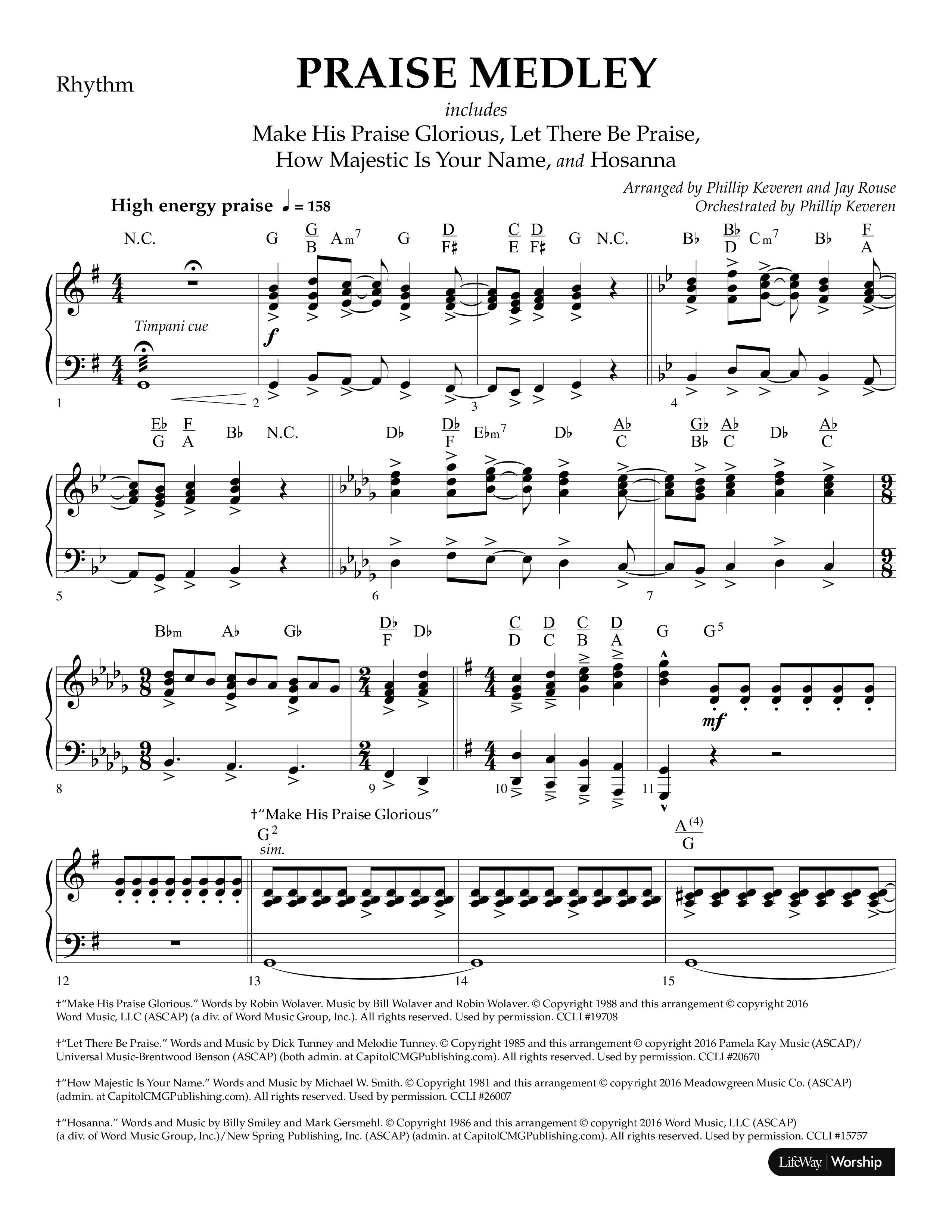 Praise Medley (Choral Anthem SATB) Lead Melody & Rhythm (Lifeway Choral / Arr. Phillip Keveren / Arr. Jay Rouse)