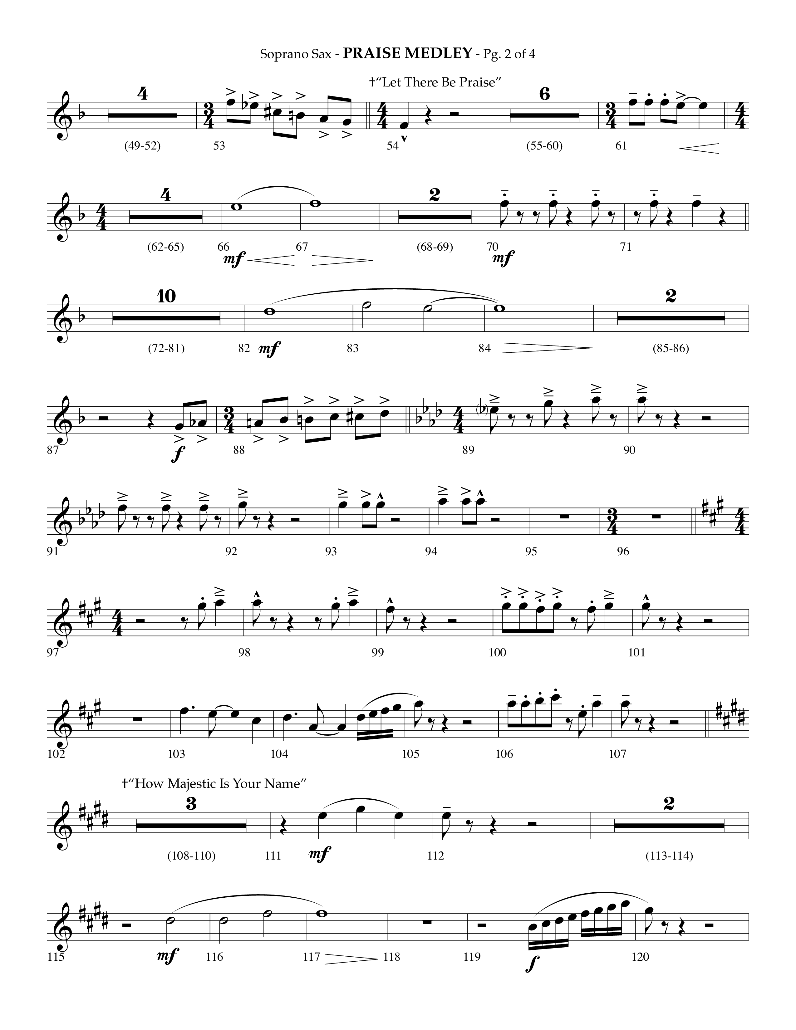 Praise Medley (Choral Anthem SATB) Soprano Sax (Lifeway Choral / Arr. Phillip Keveren / Arr. Jay Rouse)