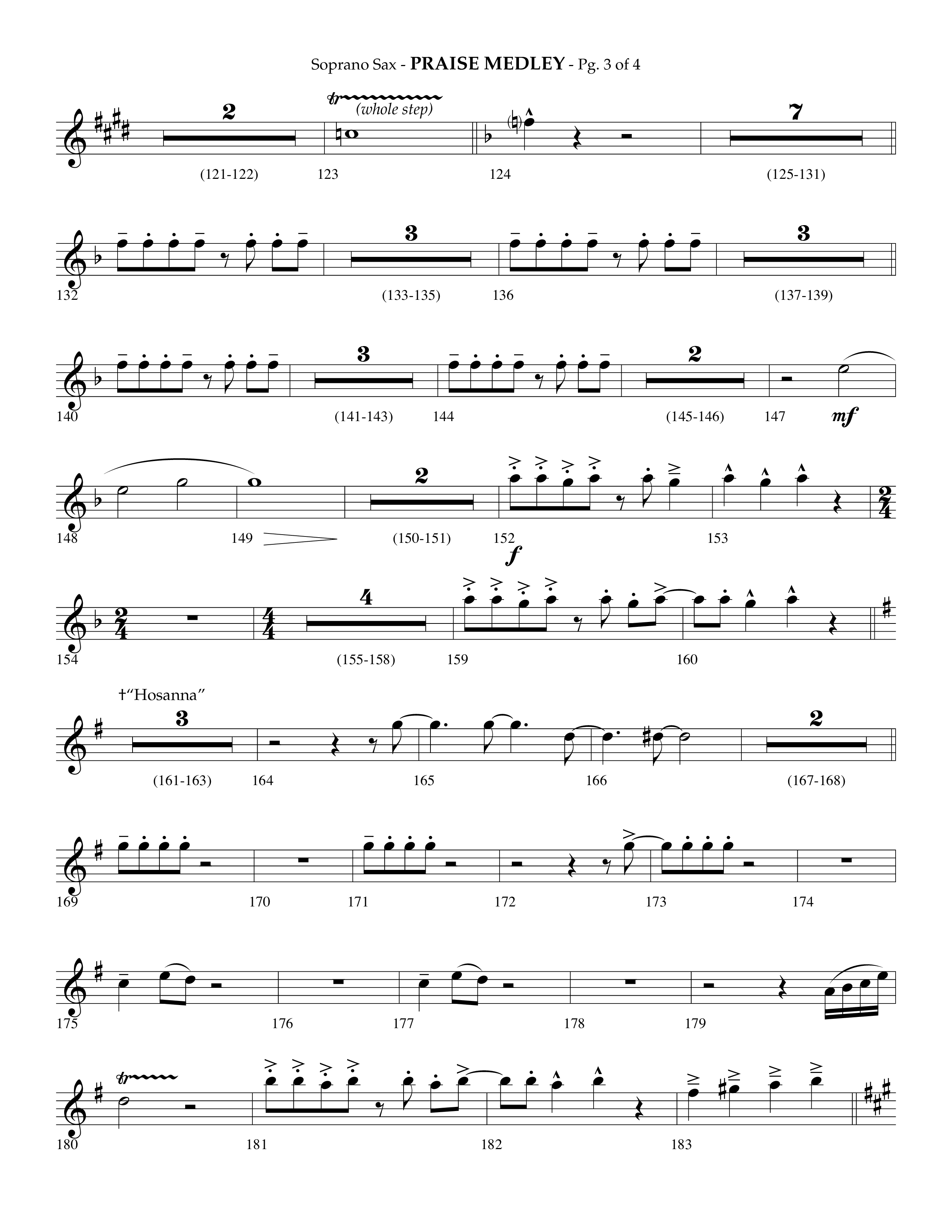 Praise Medley (Choral Anthem SATB) Soprano Sax (Lifeway Choral / Arr. Phillip Keveren / Arr. Jay Rouse)