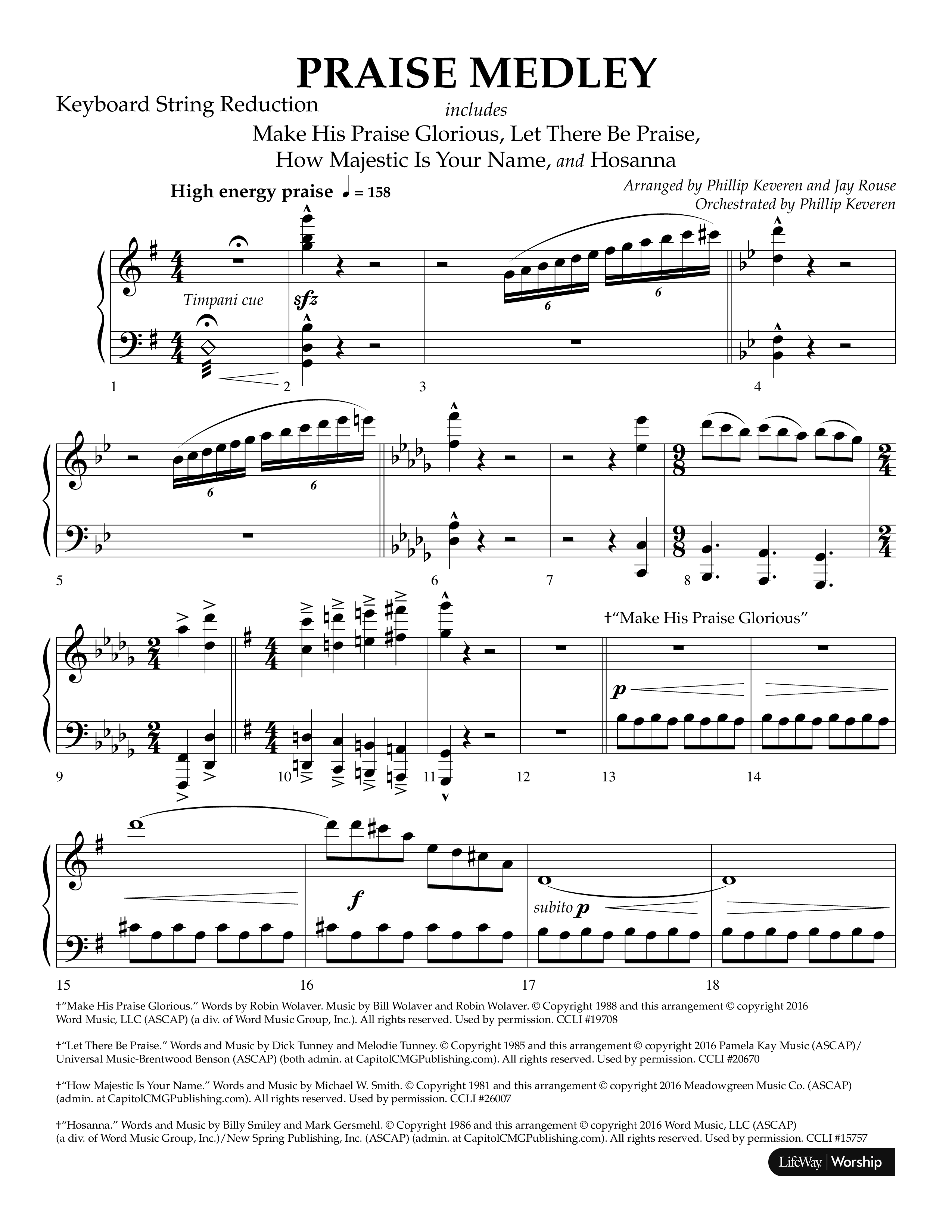 Praise Medley (Choral Anthem SATB) String Reduction (Lifeway Choral / Arr. Phillip Keveren / Arr. Jay Rouse)