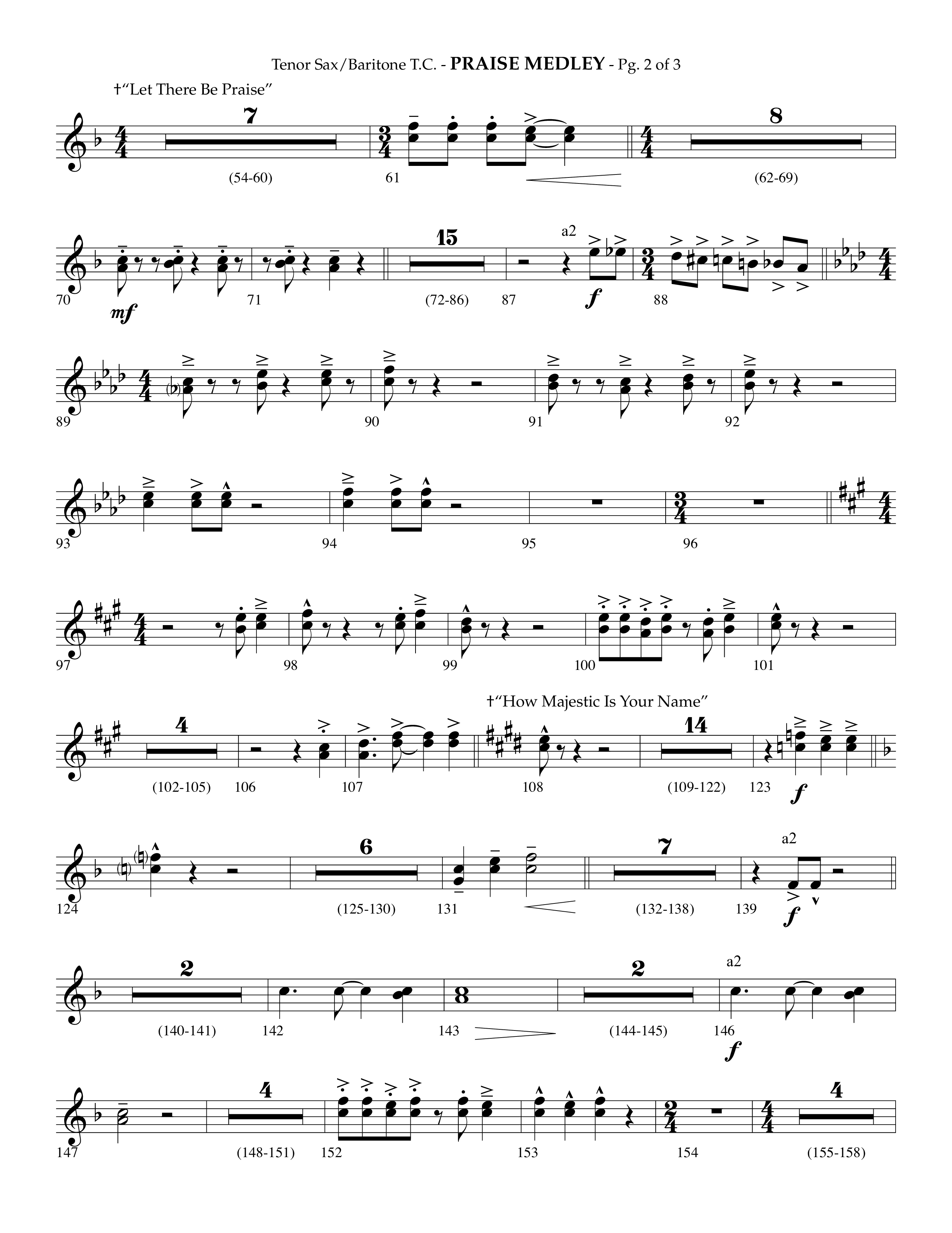 Praise Medley (Choral Anthem SATB) Tenor Sax/Baritone T.C. (Lifeway Choral / Arr. Phillip Keveren / Arr. Jay Rouse)