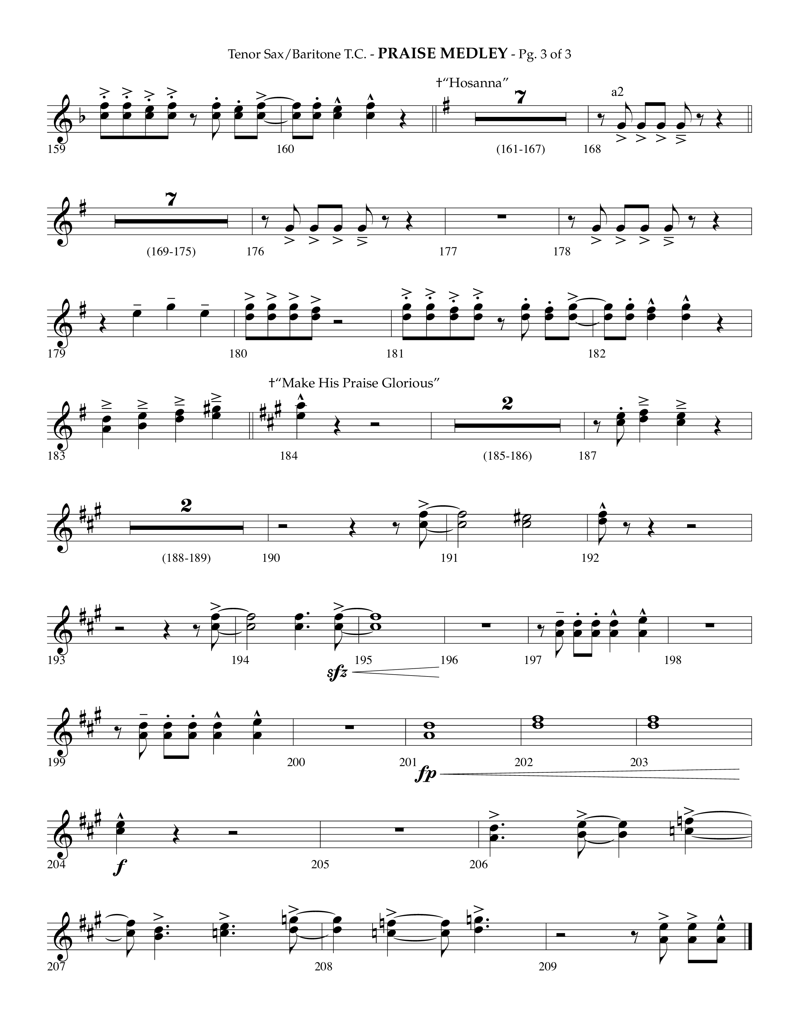 Praise Medley (Choral Anthem SATB) Tenor Sax/Baritone T.C. (Lifeway Choral / Arr. Phillip Keveren / Arr. Jay Rouse)