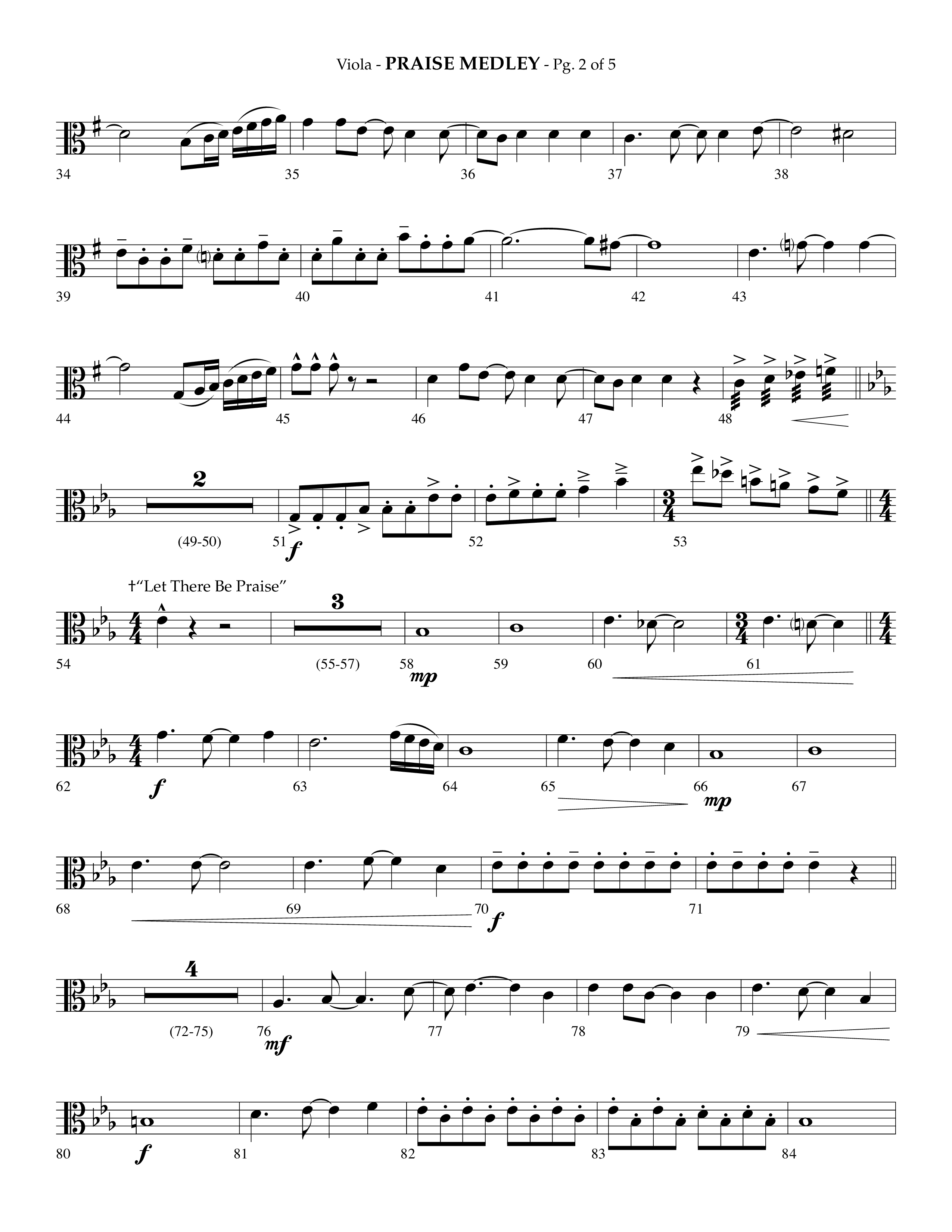 Praise Medley (Choral Anthem SATB) Viola (Lifeway Choral / Arr. Phillip Keveren / Arr. Jay Rouse)