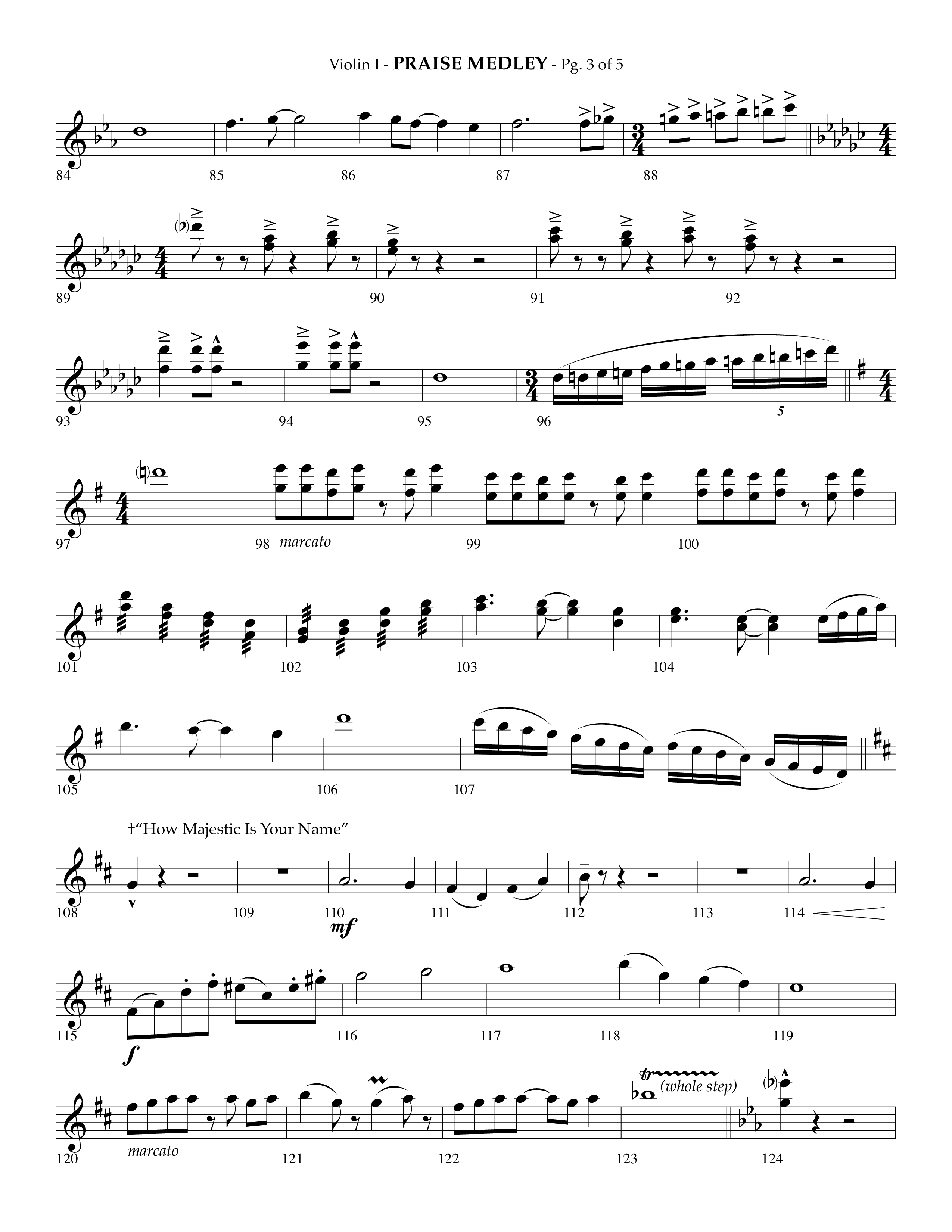 Praise Medley (Choral Anthem SATB) Violin 1 (Lifeway Choral / Arr. Phillip Keveren / Arr. Jay Rouse)