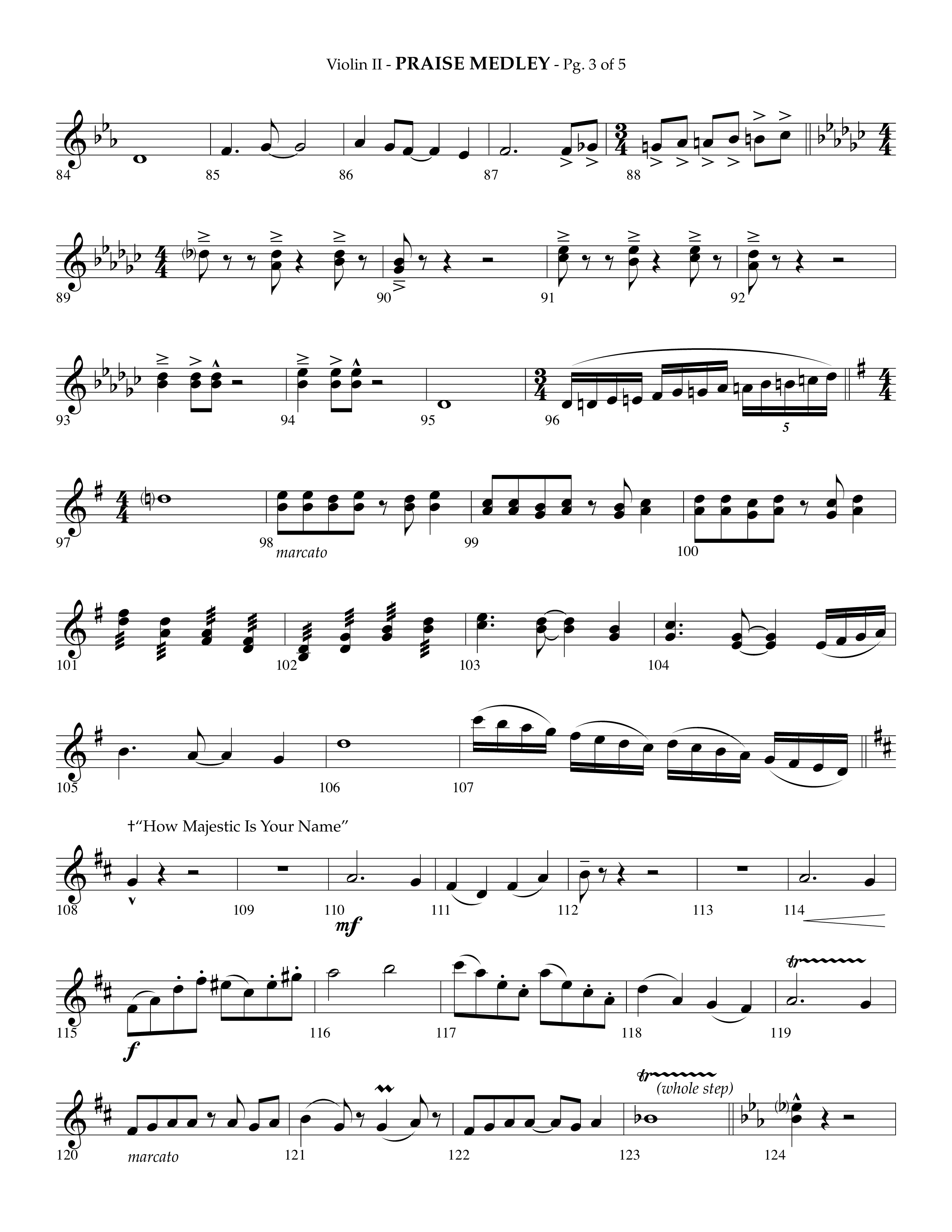 Praise Medley (Choral Anthem SATB) Violin 2 (Lifeway Choral / Arr. Phillip Keveren / Arr. Jay Rouse)