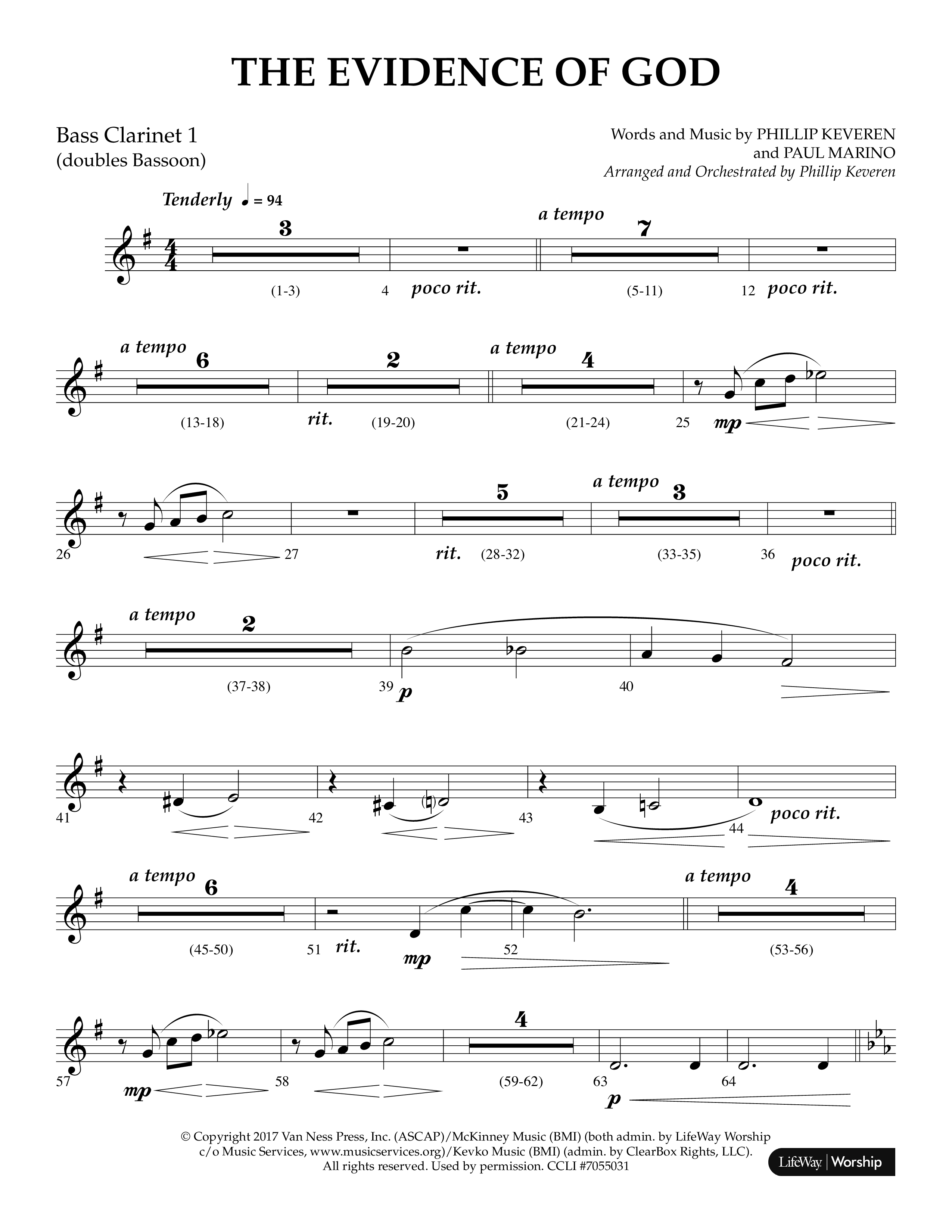 The Evidence Of God (Choral Anthem SATB) Bass Clarinet (Lifeway Choral / Arr. Phillip Keveren)