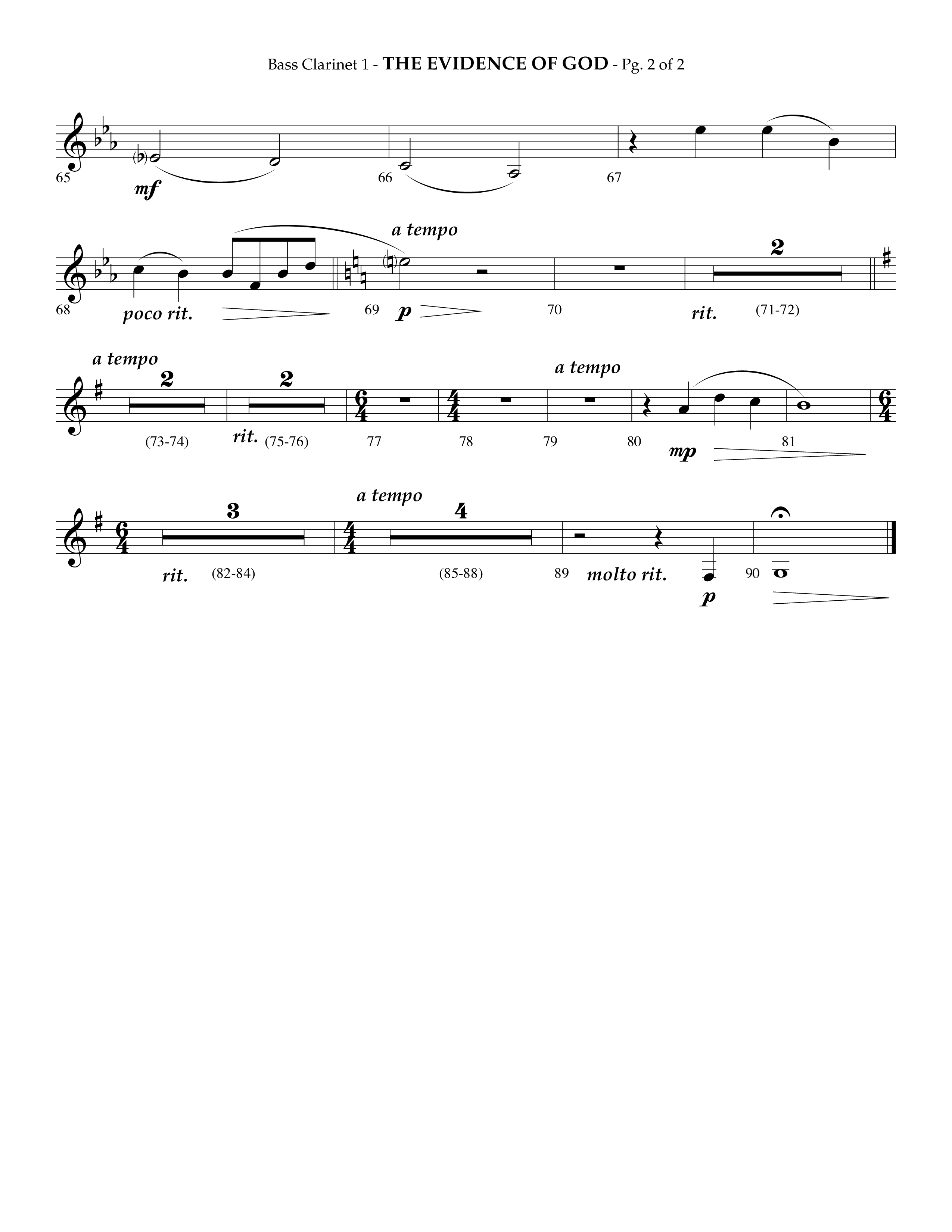 The Evidence Of God (Choral Anthem SATB) Bass Clarinet (Lifeway Choral / Arr. Phillip Keveren)