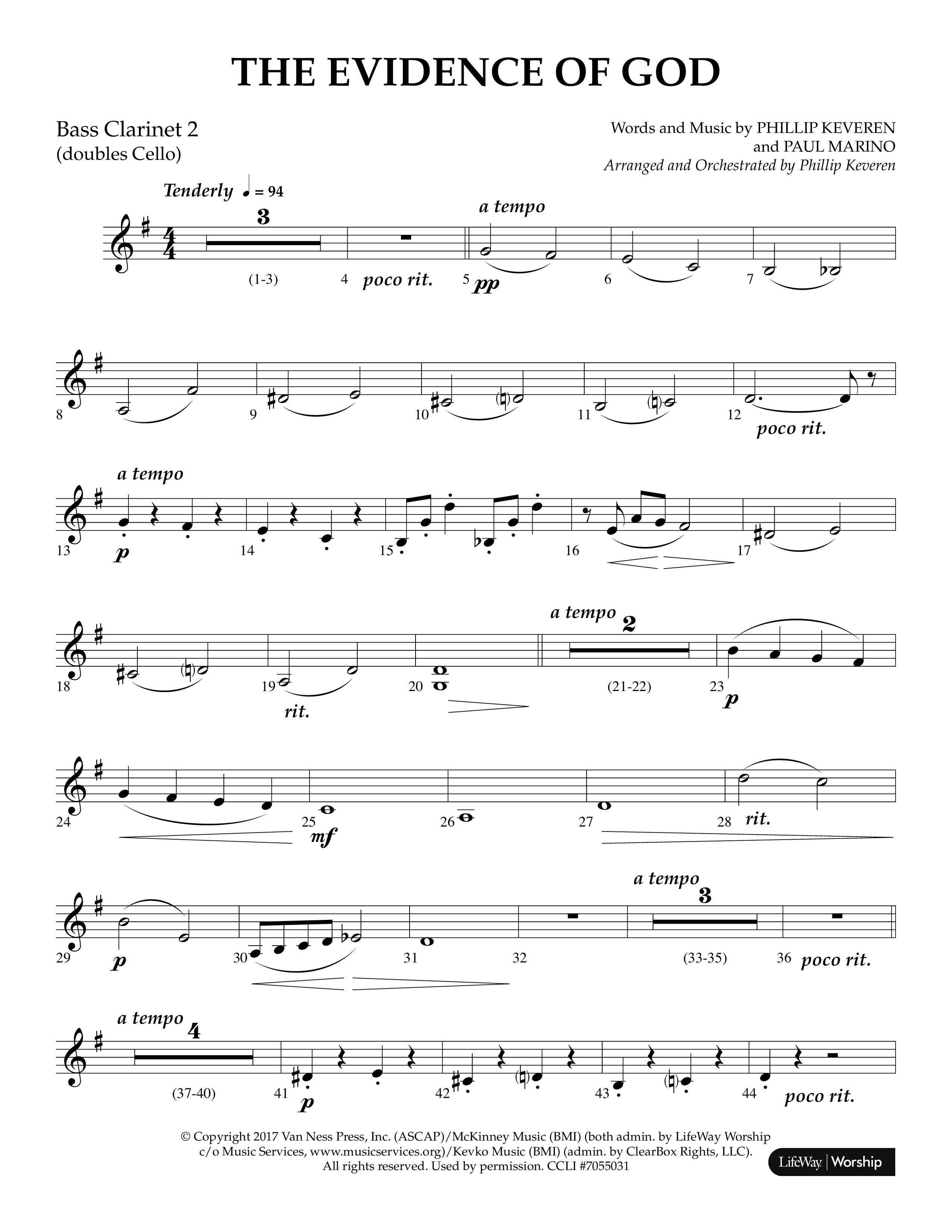 The Evidence Of God (Choral Anthem SATB) Bass Clarinet (Lifeway Choral / Arr. Phillip Keveren)