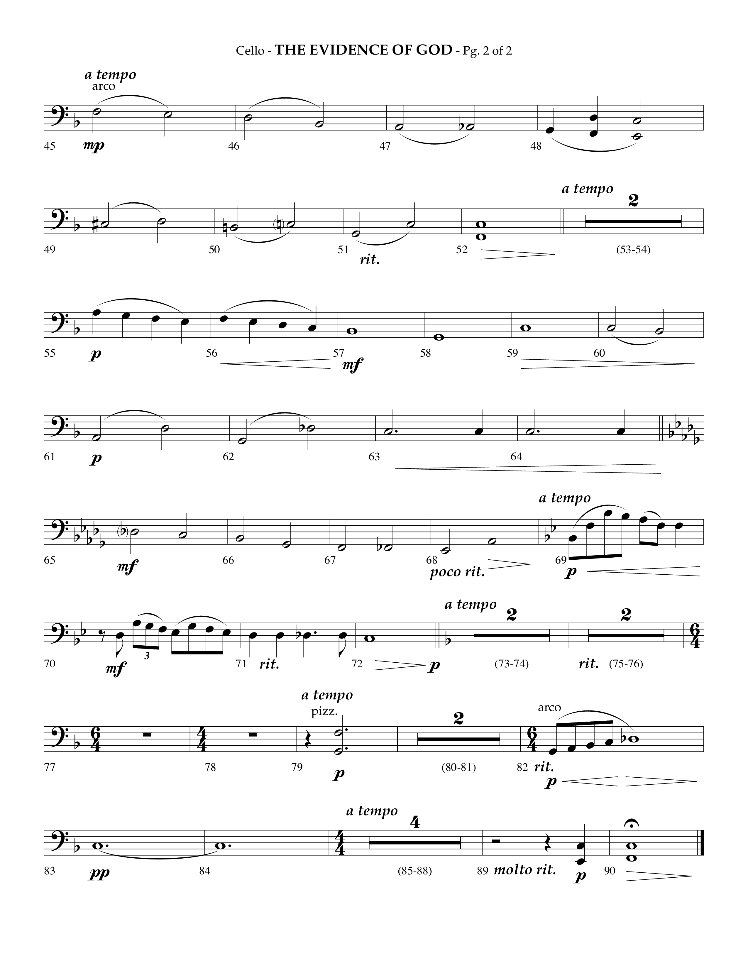 The Evidence Of God (Choral Anthem SATB) Cello (Lifeway Choral / Arr. Phillip Keveren)