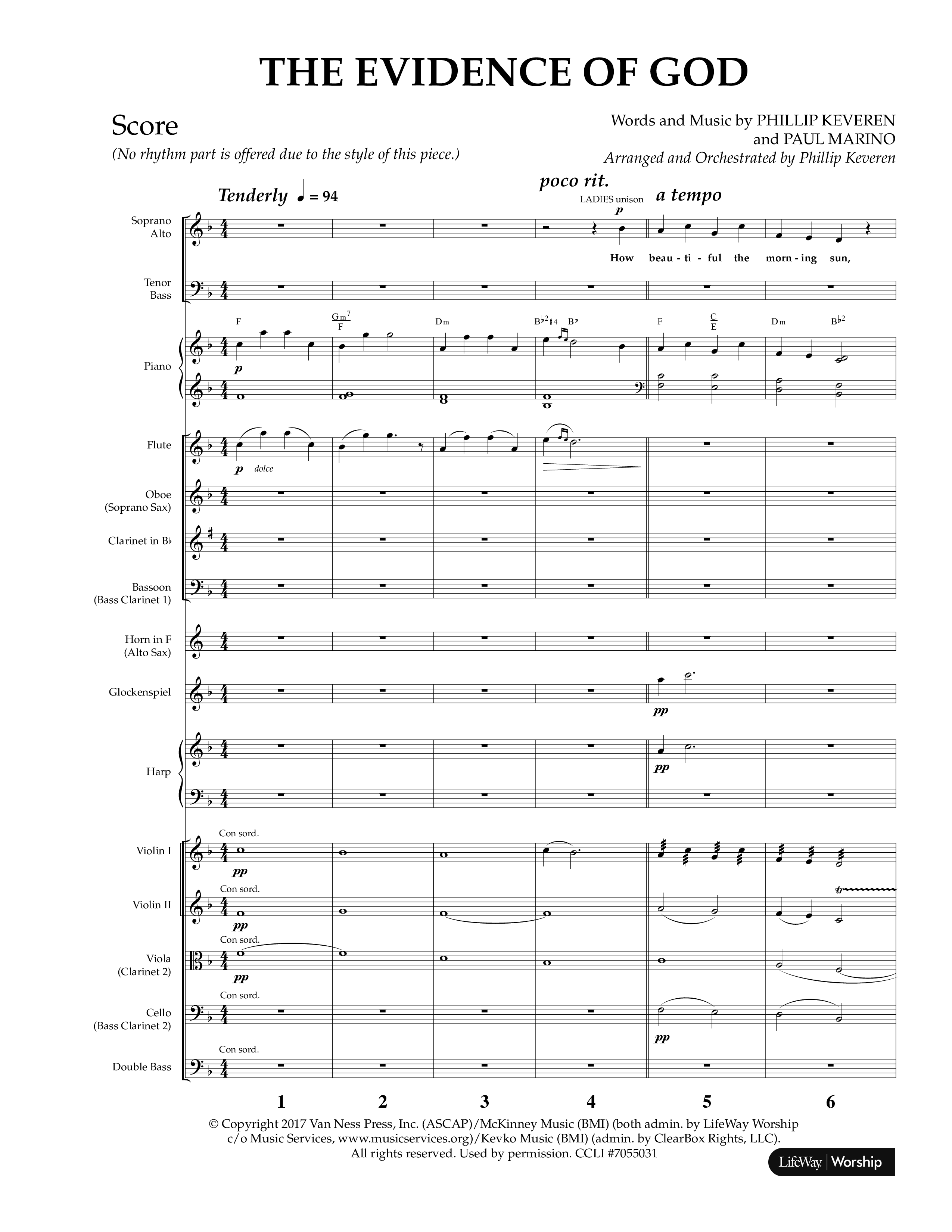 The Evidence Of God (Choral Anthem SATB) Orchestration (Lifeway Choral / Arr. Phillip Keveren)