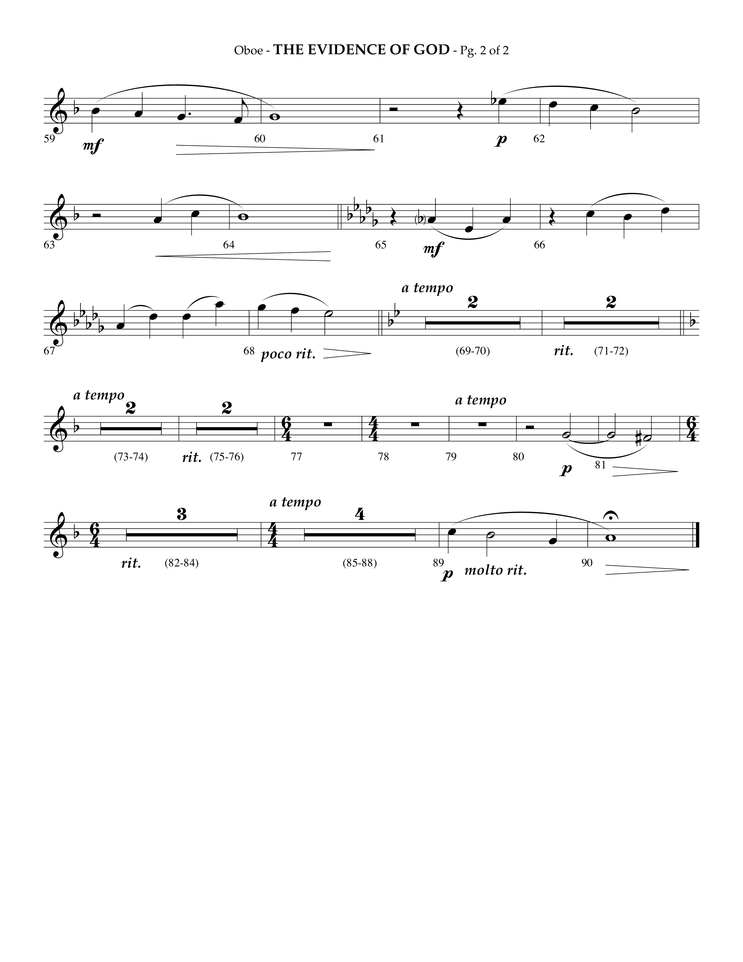 The Evidence Of God (Choral Anthem SATB) Oboe (Lifeway Choral / Arr. Phillip Keveren)