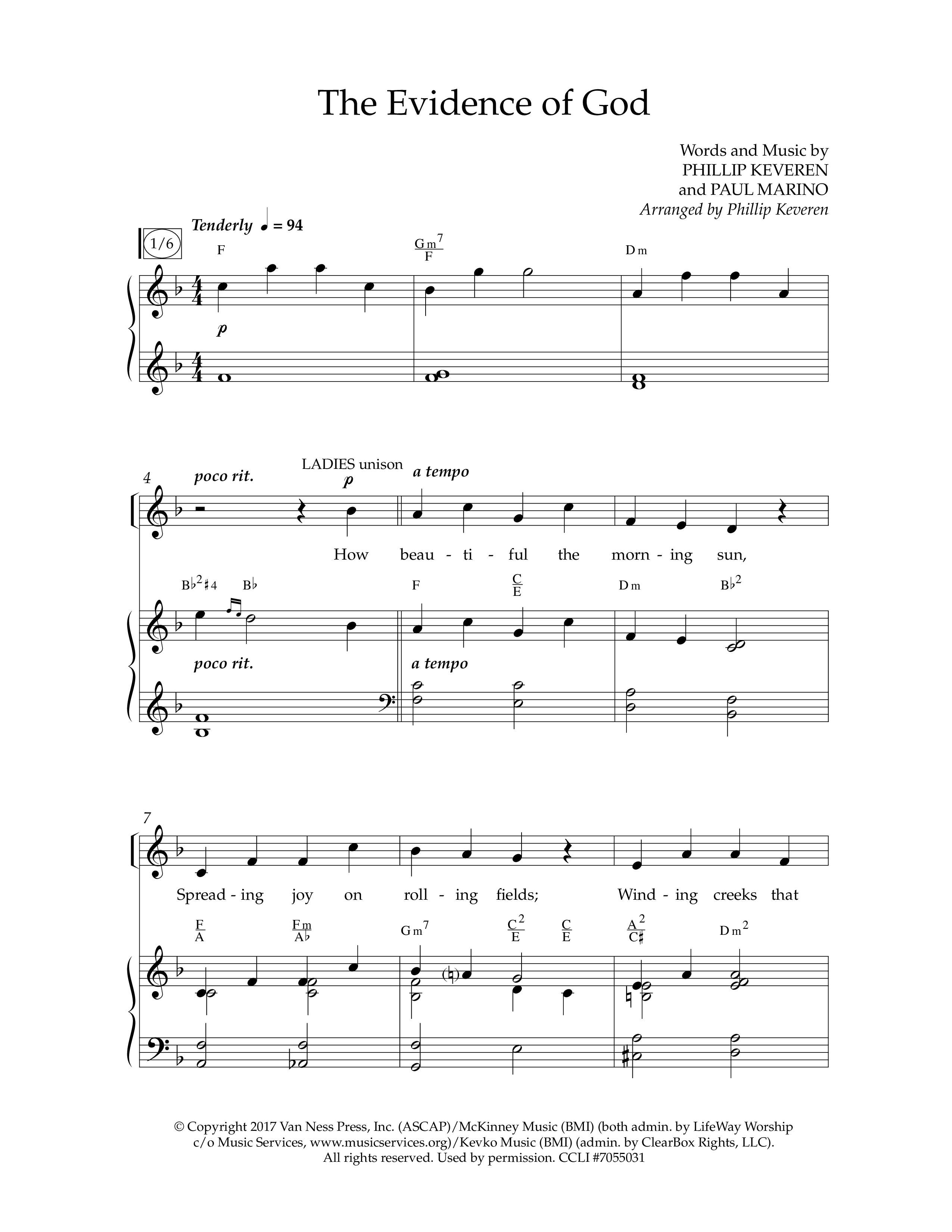 The Evidence Of God (Choral Anthem SATB) Anthem (SATB/Piano) (Lifeway Choral / Arr. Phillip Keveren)