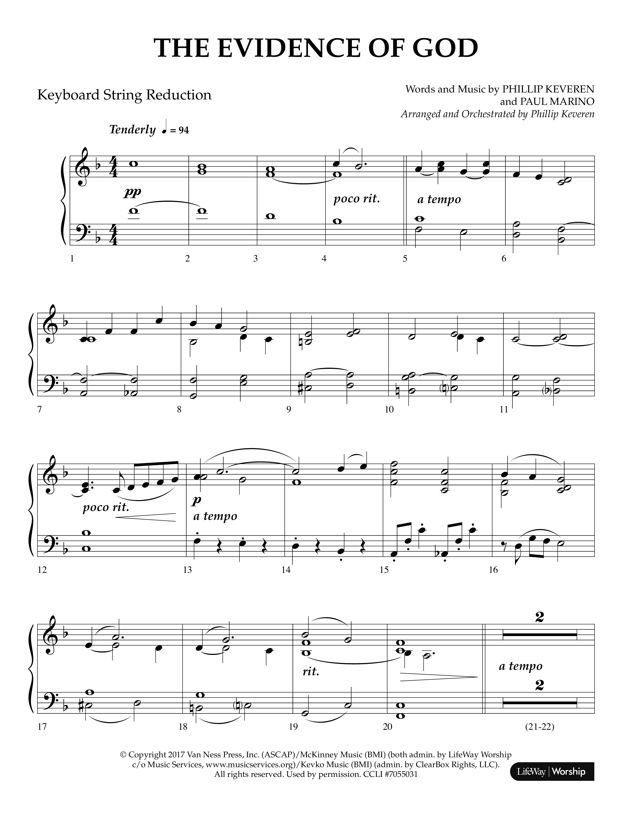 The Evidence Of God (Choral Anthem SATB) String Reduction (Lifeway Choral / Arr. Phillip Keveren)