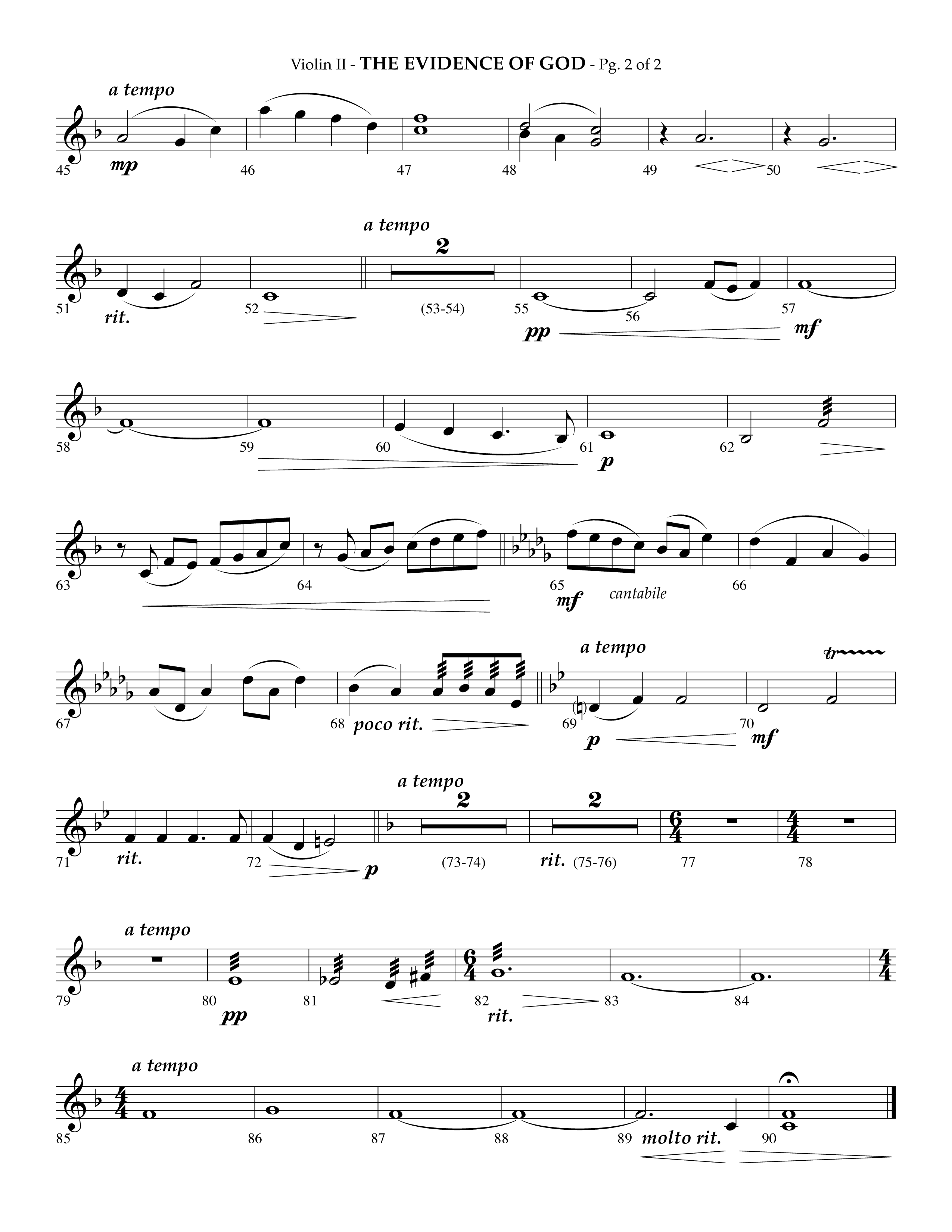 The Evidence Of God (Choral Anthem SATB) Violin 2 (Lifeway Choral / Arr. Phillip Keveren)
