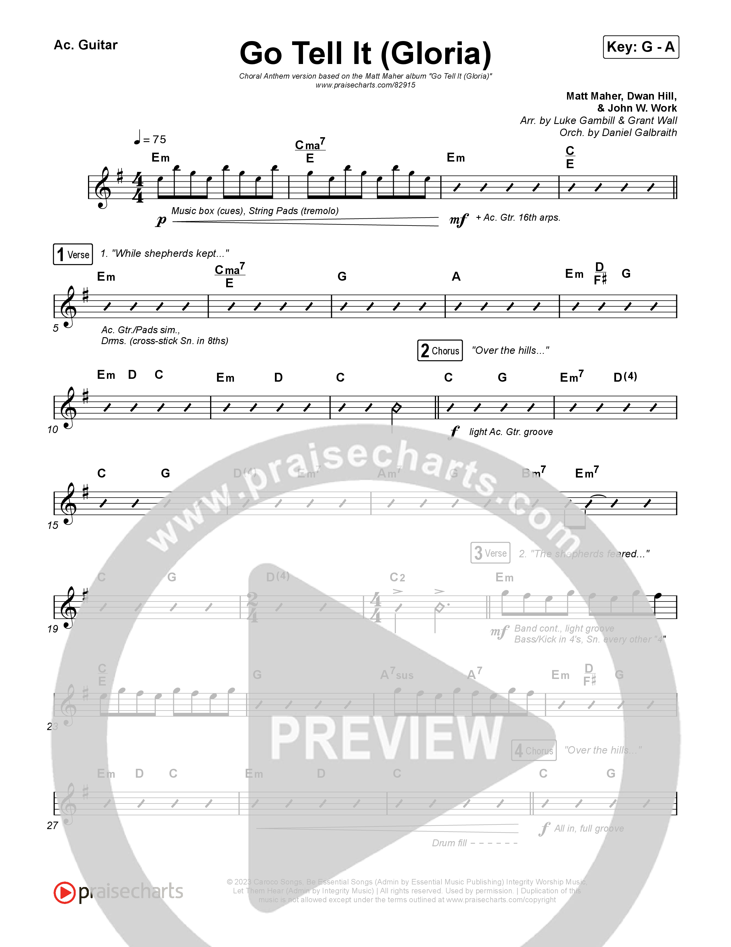 Go Tell It (Gloria) (Choral Anthem SATB) Acoustic Guitar (Matt Maher / Arr. Luke Gambill)