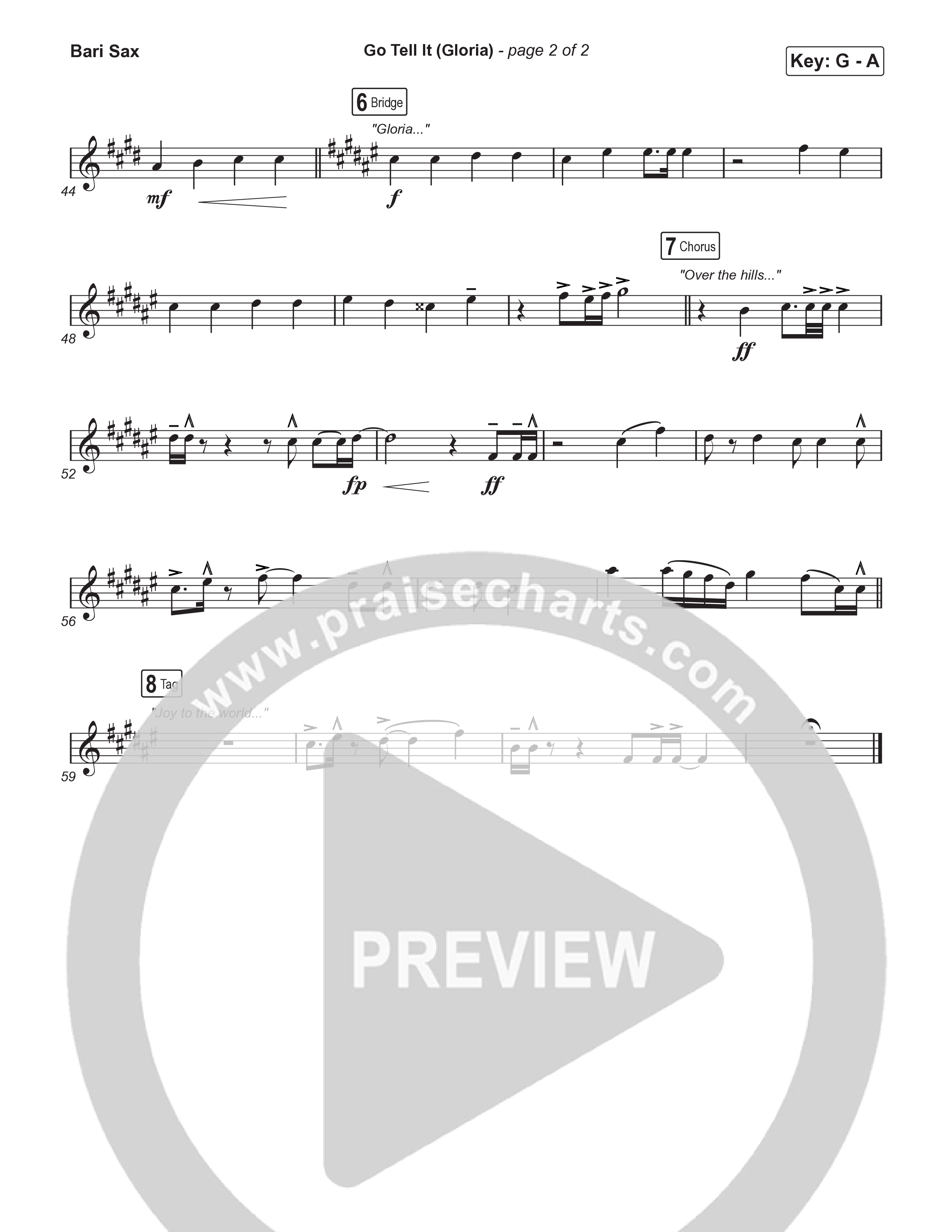 Go Tell It (Gloria) (Choral Anthem SATB) Bari Sax (Matt Maher / Arr. Luke Gambill)