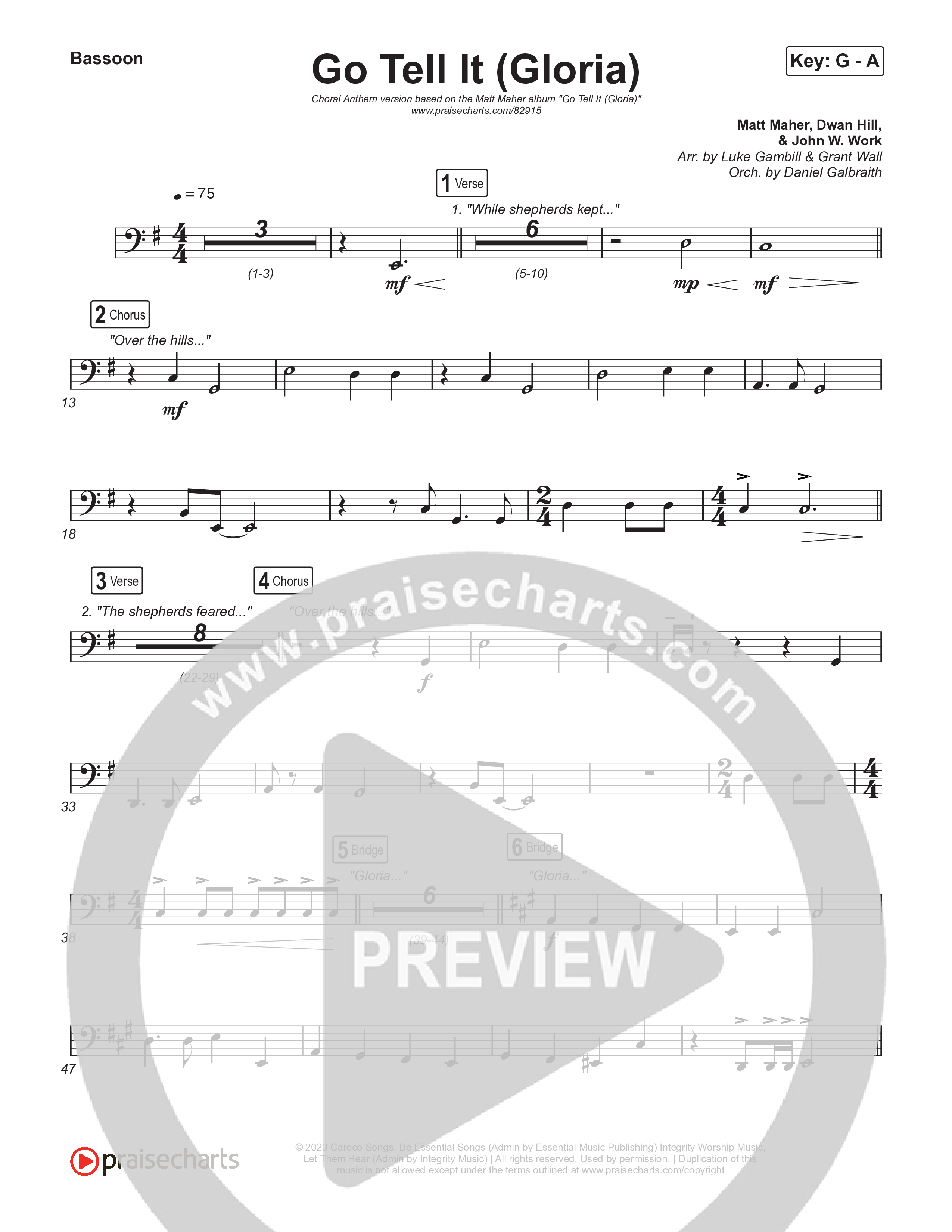 Go Tell It (Gloria) (Choral Anthem SATB) Bassoon (Matt Maher / Arr. Luke Gambill)