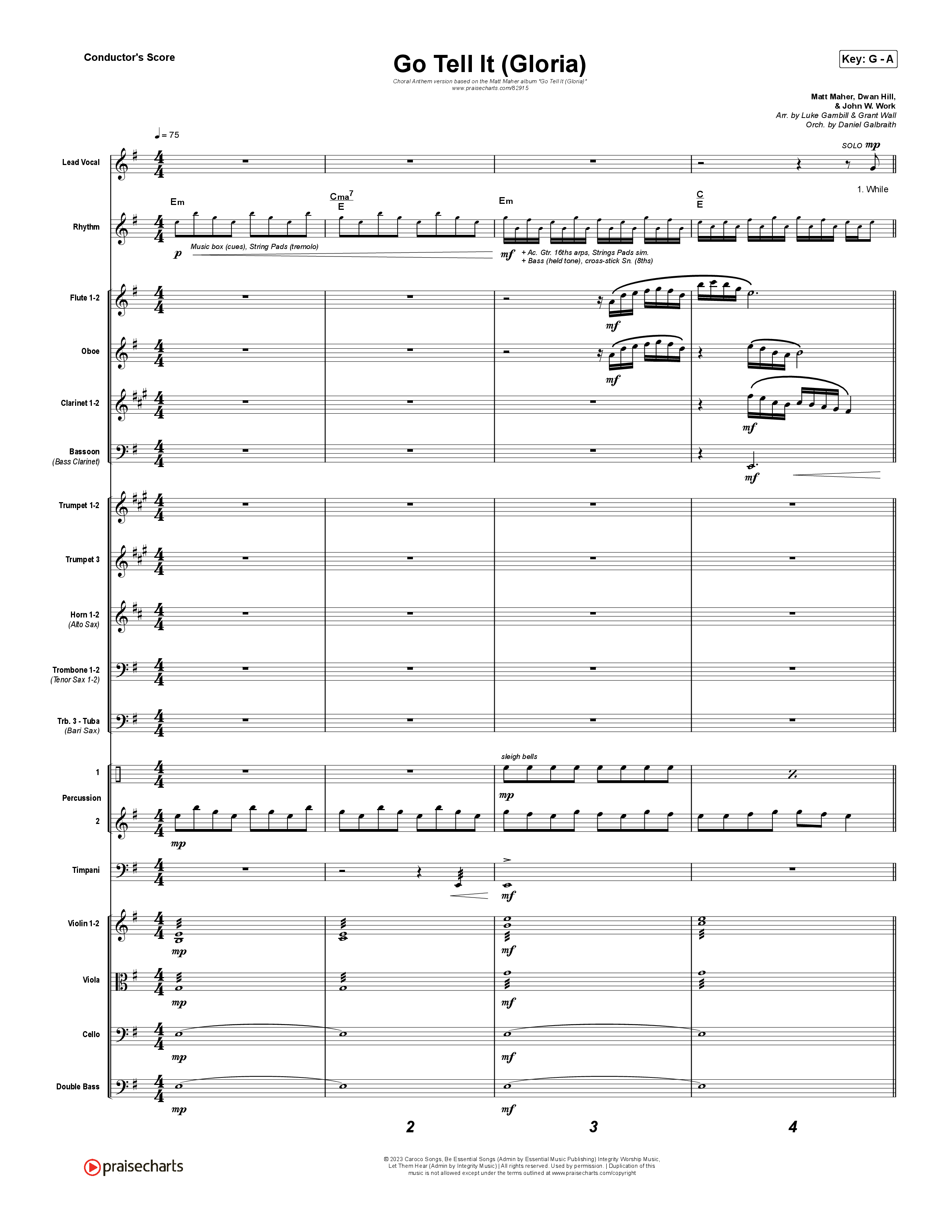 Go Tell It (Gloria) (Choral Anthem SATB) Orchestration (Matt Maher / Arr. Luke Gambill)