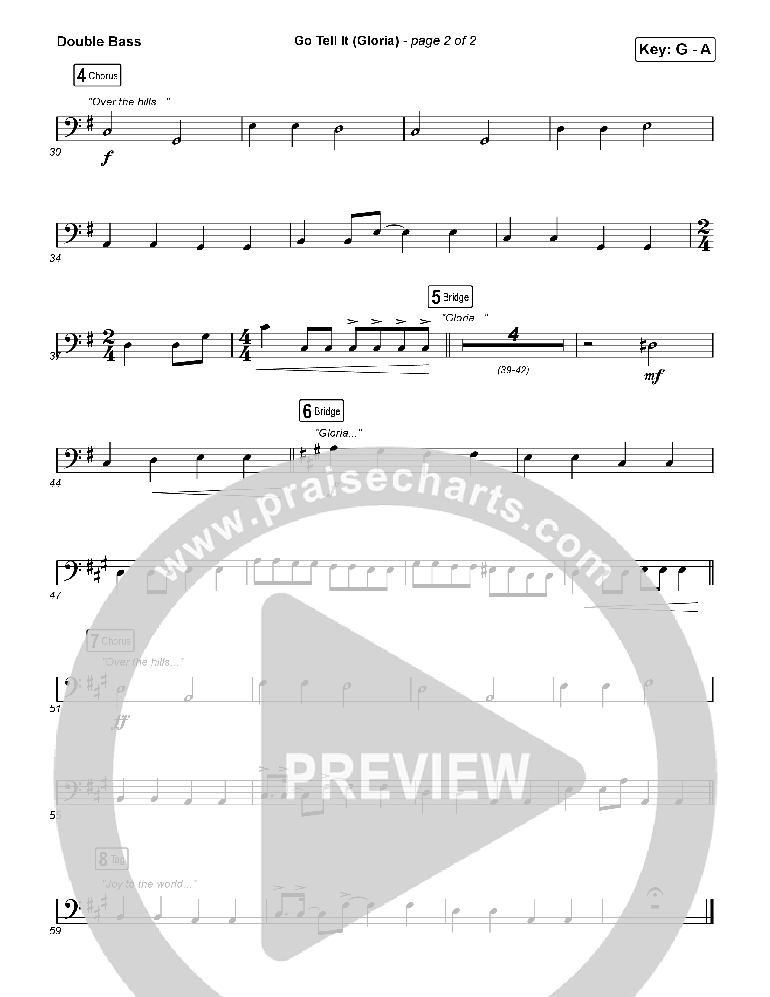 Go Tell It (Gloria) (Choral Anthem SATB) String Bass (Matt Maher / Arr. Luke Gambill)