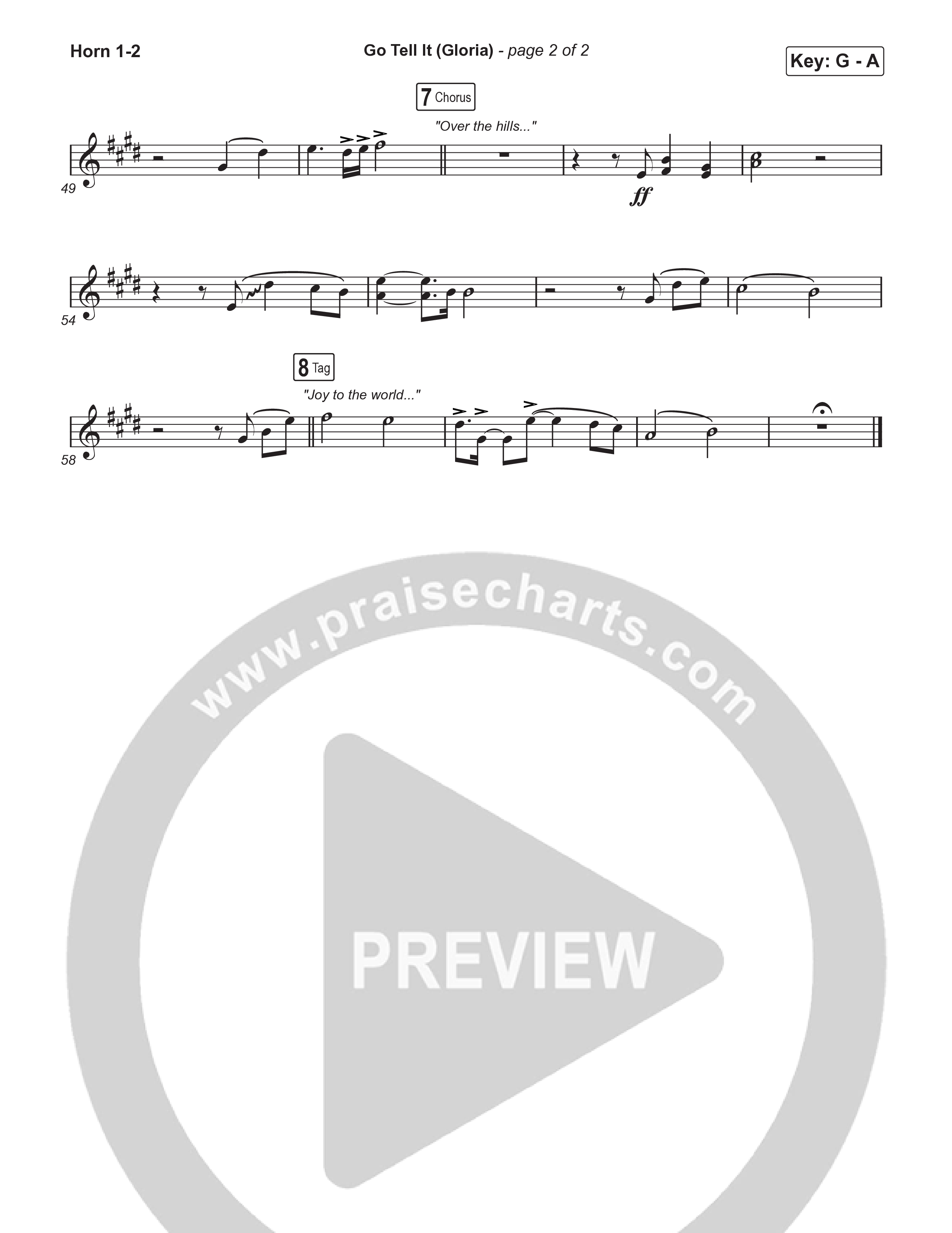 Go Tell It (Gloria) (Choral Anthem SATB) French Horn 1,2 (Matt Maher / Arr. Luke Gambill)