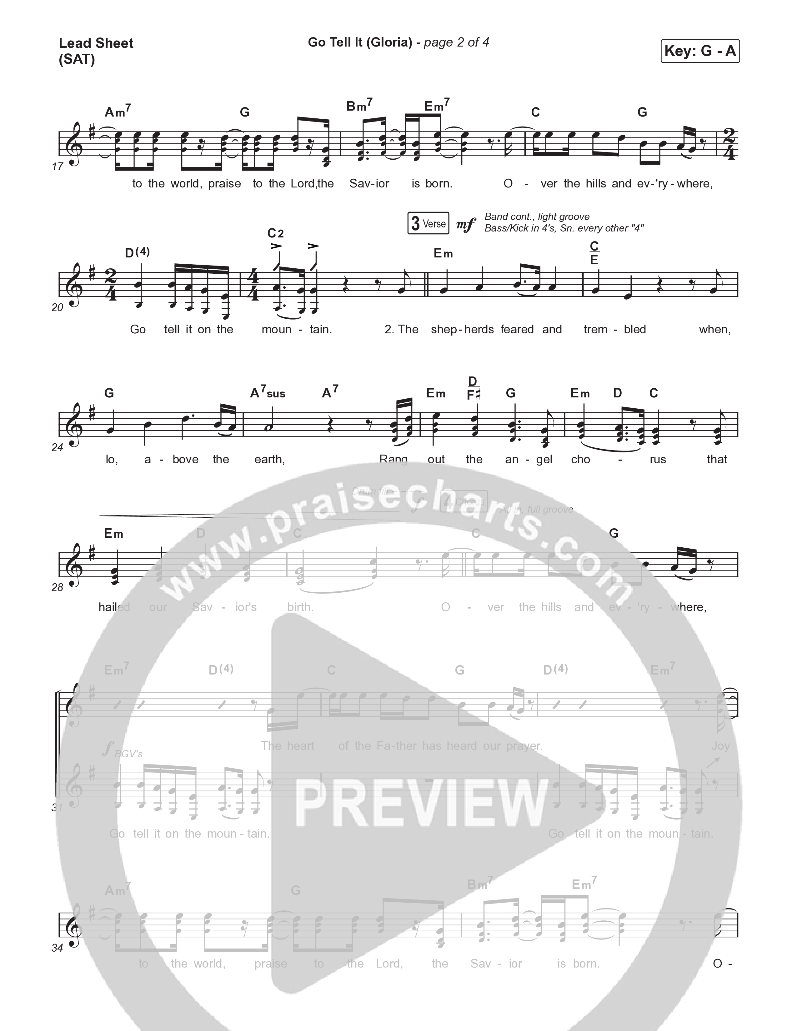 Go Tell It (Gloria) (Choral Anthem SATB) Lead Sheet (SAT) (Matt Maher / Arr. Luke Gambill)