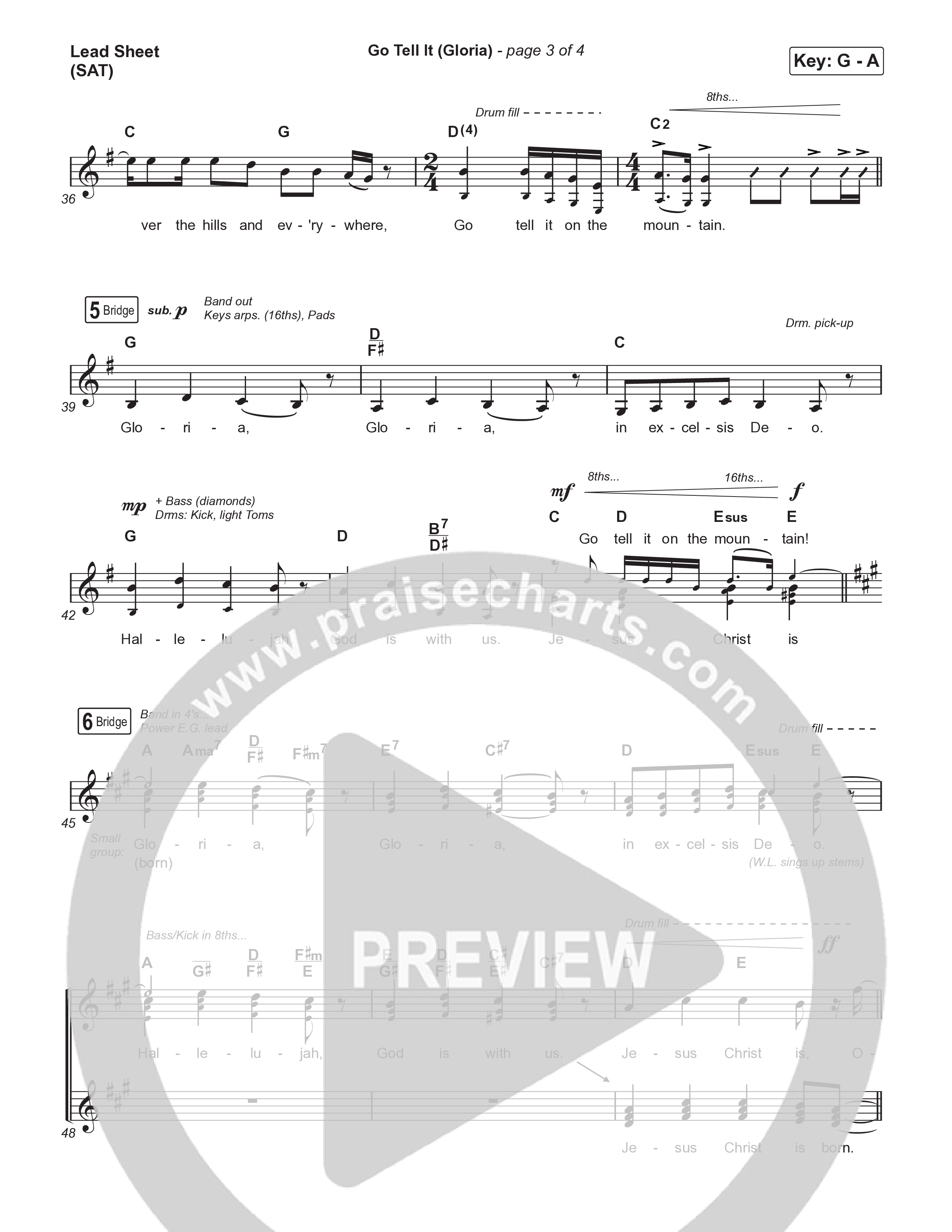 Go Tell It (Gloria) (Choral Anthem SATB) Lead Sheet (SAT) (Matt Maher / Arr. Luke Gambill)