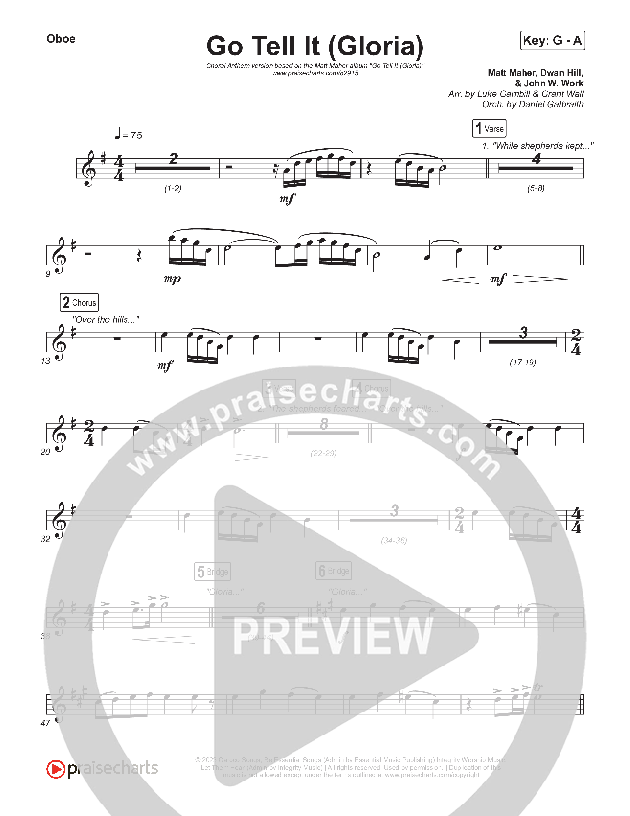 Go Tell It (Gloria) (Choral Anthem SATB) Wind Pack (Matt Maher / Arr. Luke Gambill)