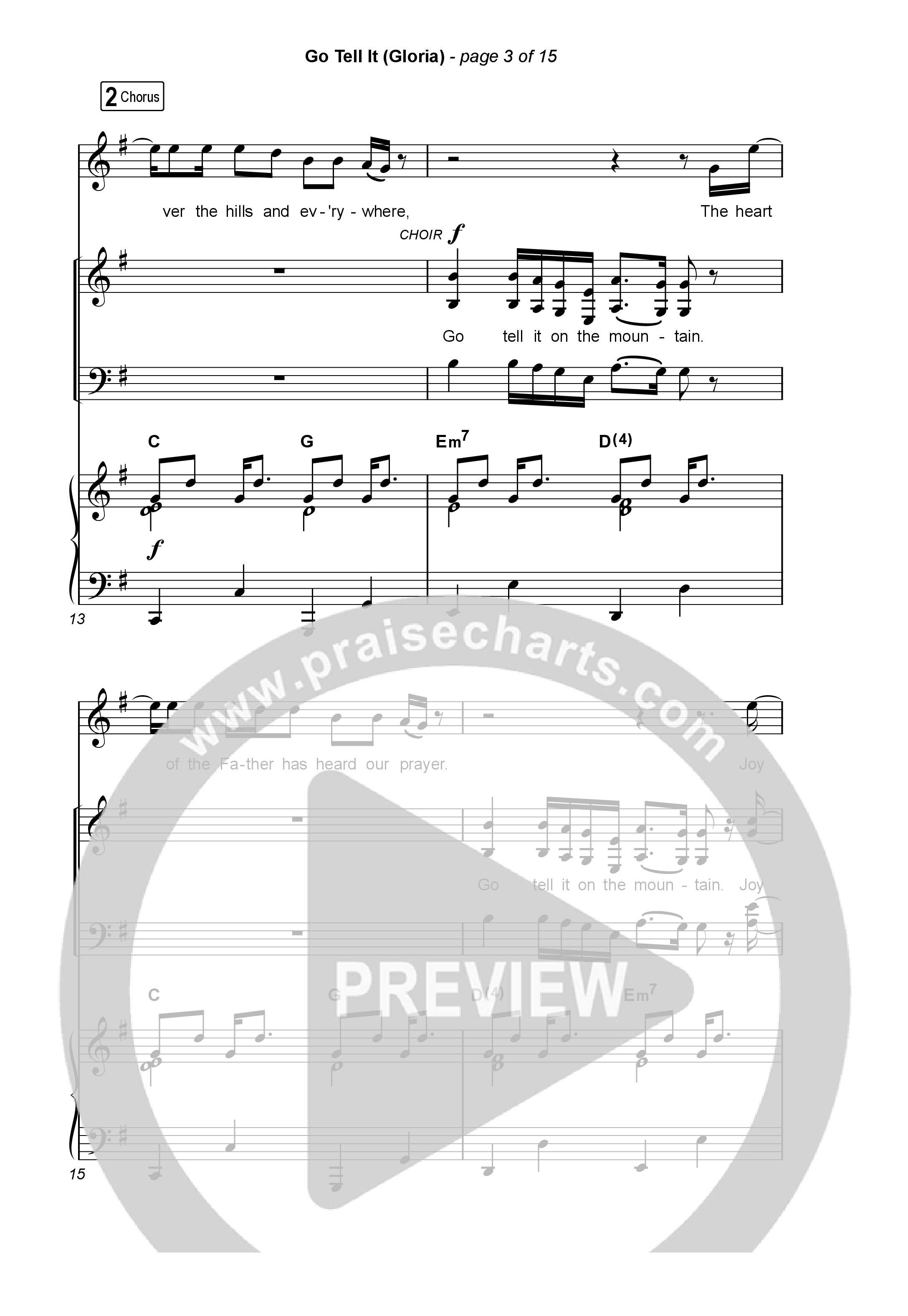 Go Tell It (Gloria) (Choral Anthem SATB) Octavo (SATB & Pno) (Matt Maher / Arr. Luke Gambill)