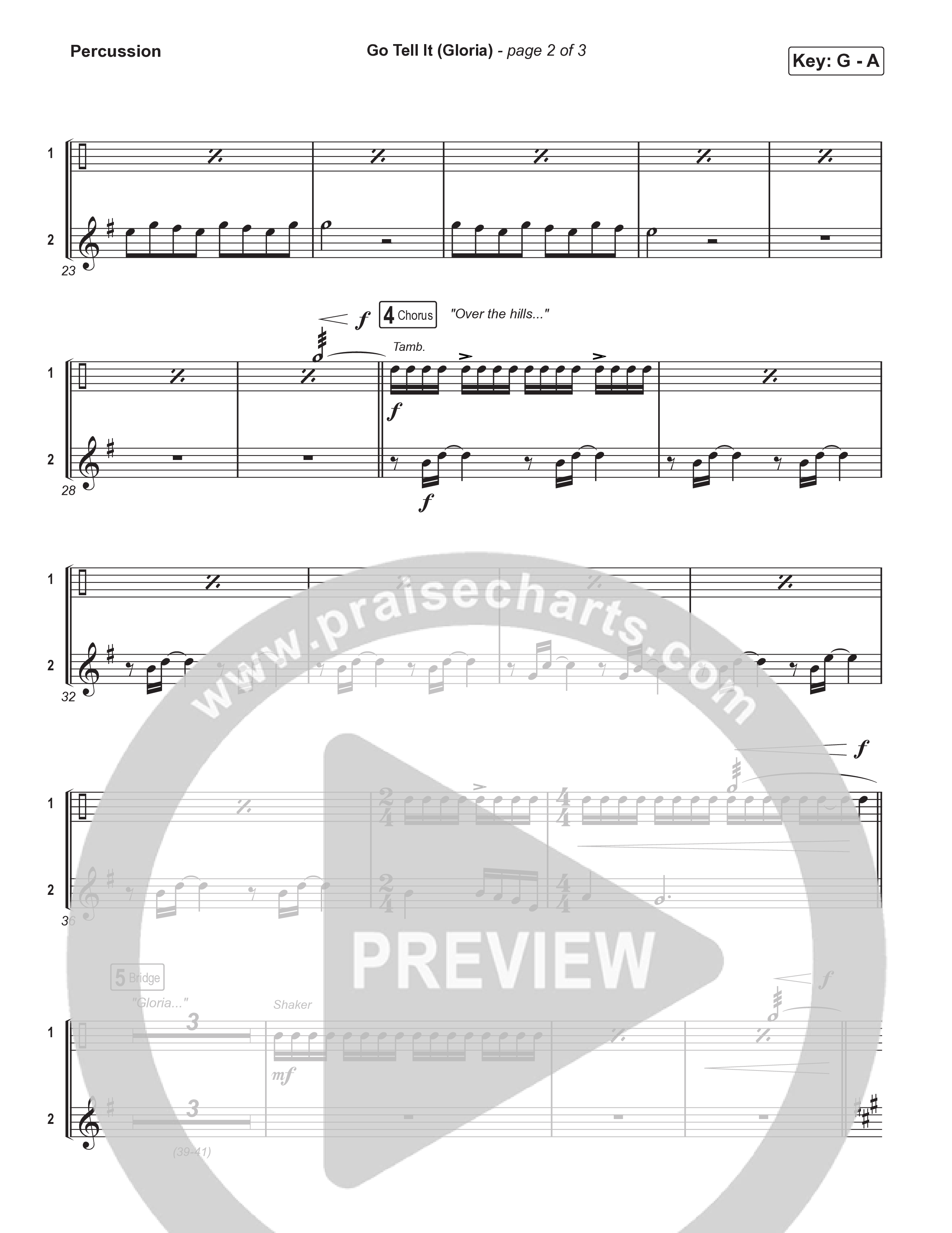Go Tell It (Gloria) (Choral Anthem SATB) Percussion (Matt Maher / Arr. Luke Gambill)
