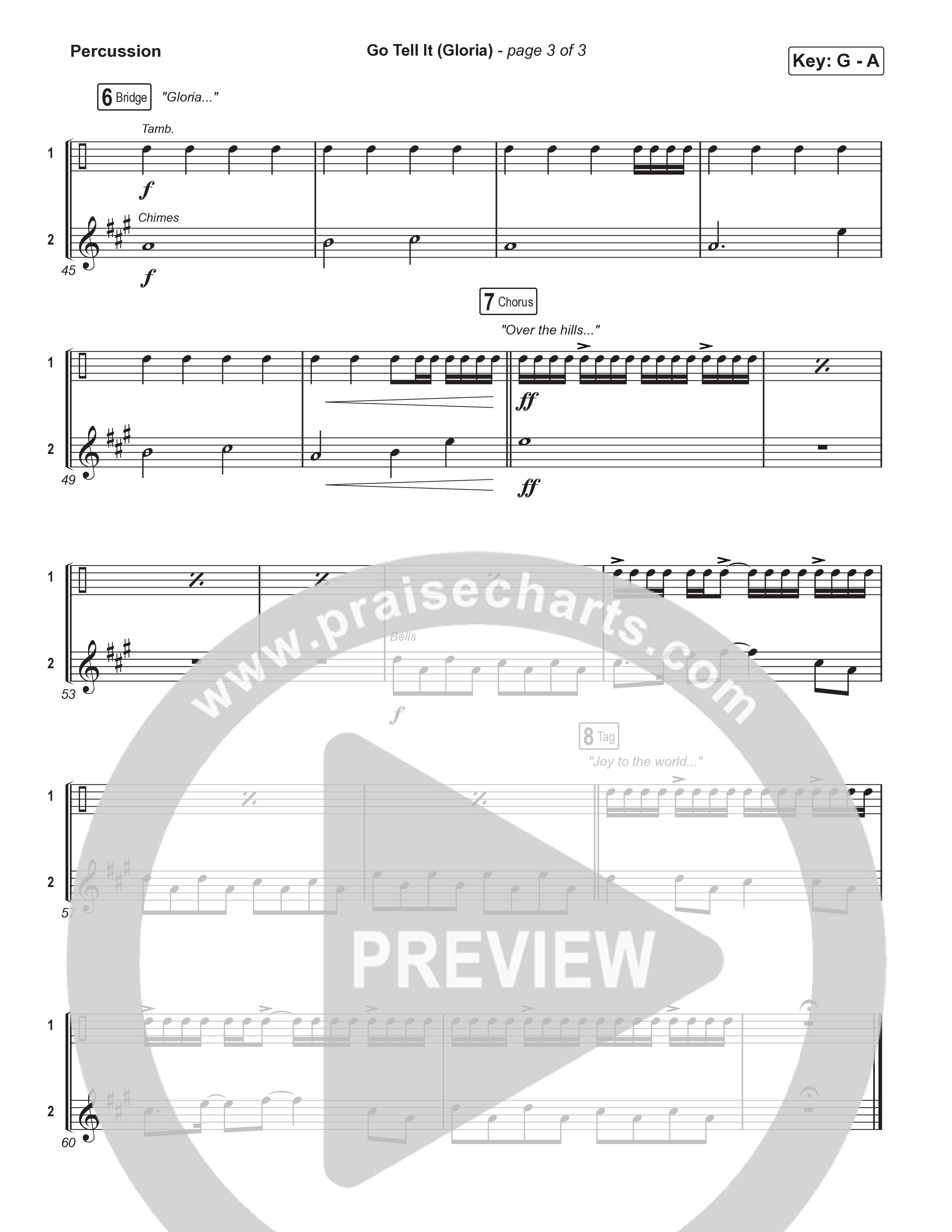 Go Tell It (Gloria) (Choral Anthem SATB) Percussion (Matt Maher / Arr. Luke Gambill)