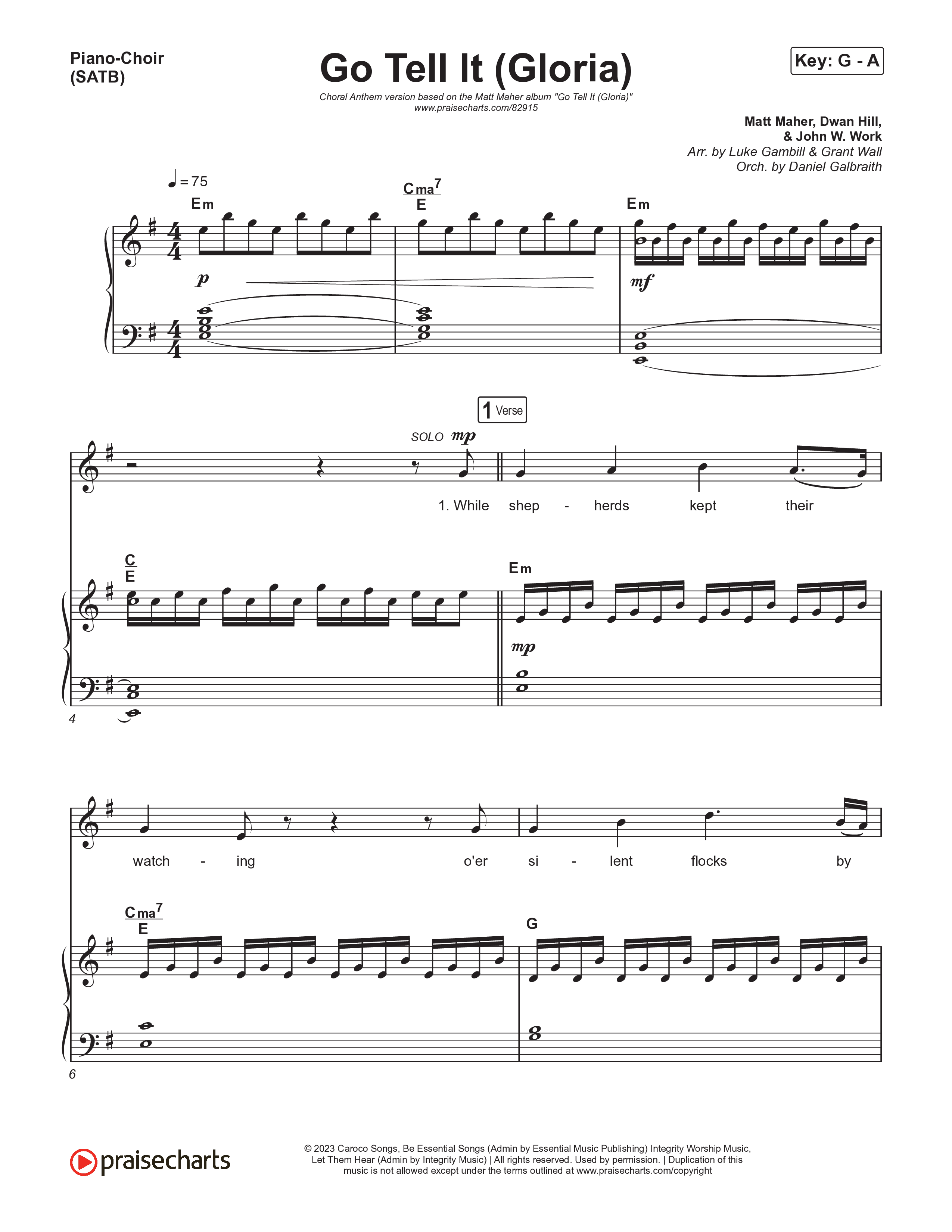 Go Tell It (Gloria) (Choral Anthem SATB) Piano/Vocal (SATB) (Matt Maher / Arr. Luke Gambill)