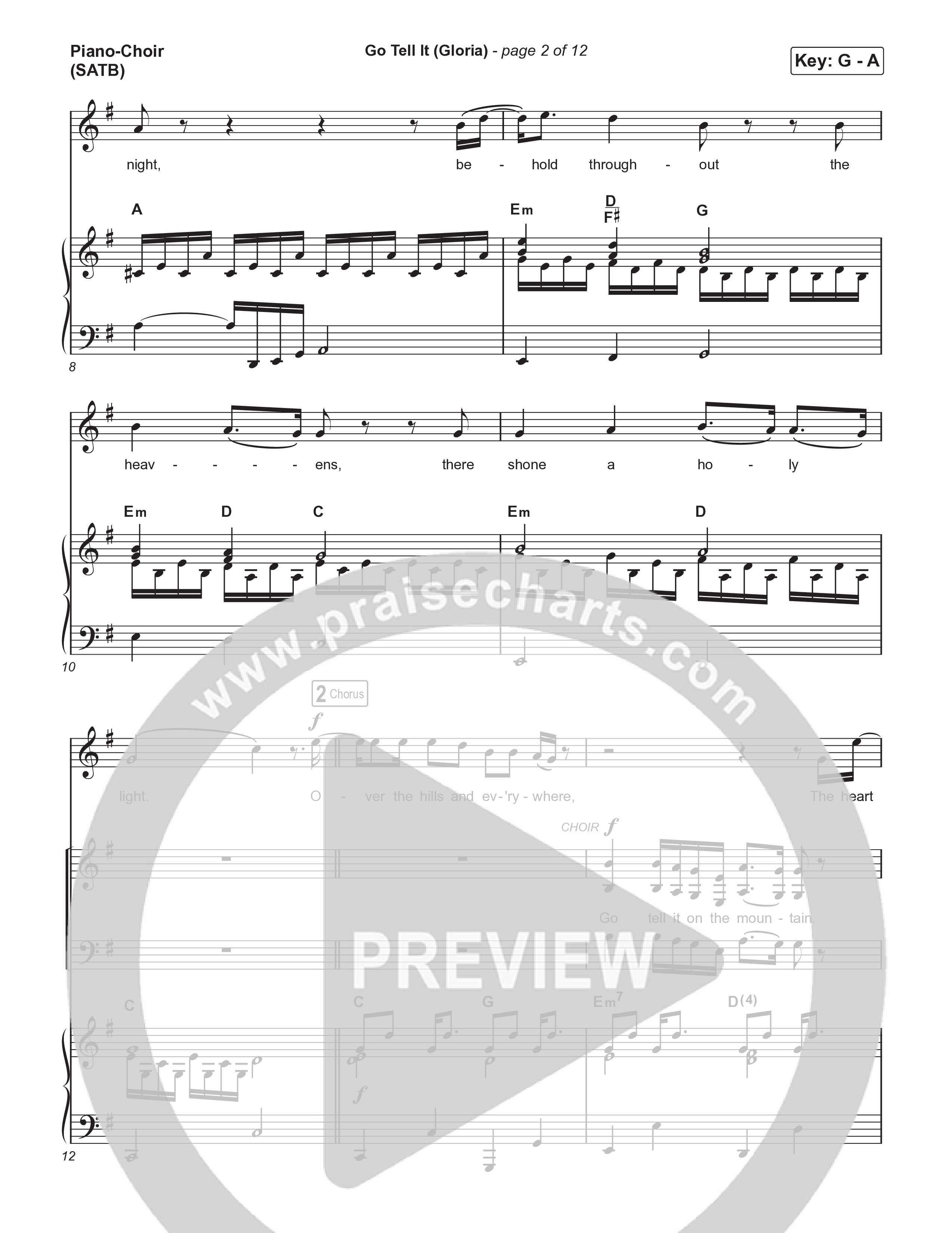 Go Tell It (Gloria) (Choral Anthem SATB) Piano/Vocal (SATB) (Matt Maher / Arr. Luke Gambill)