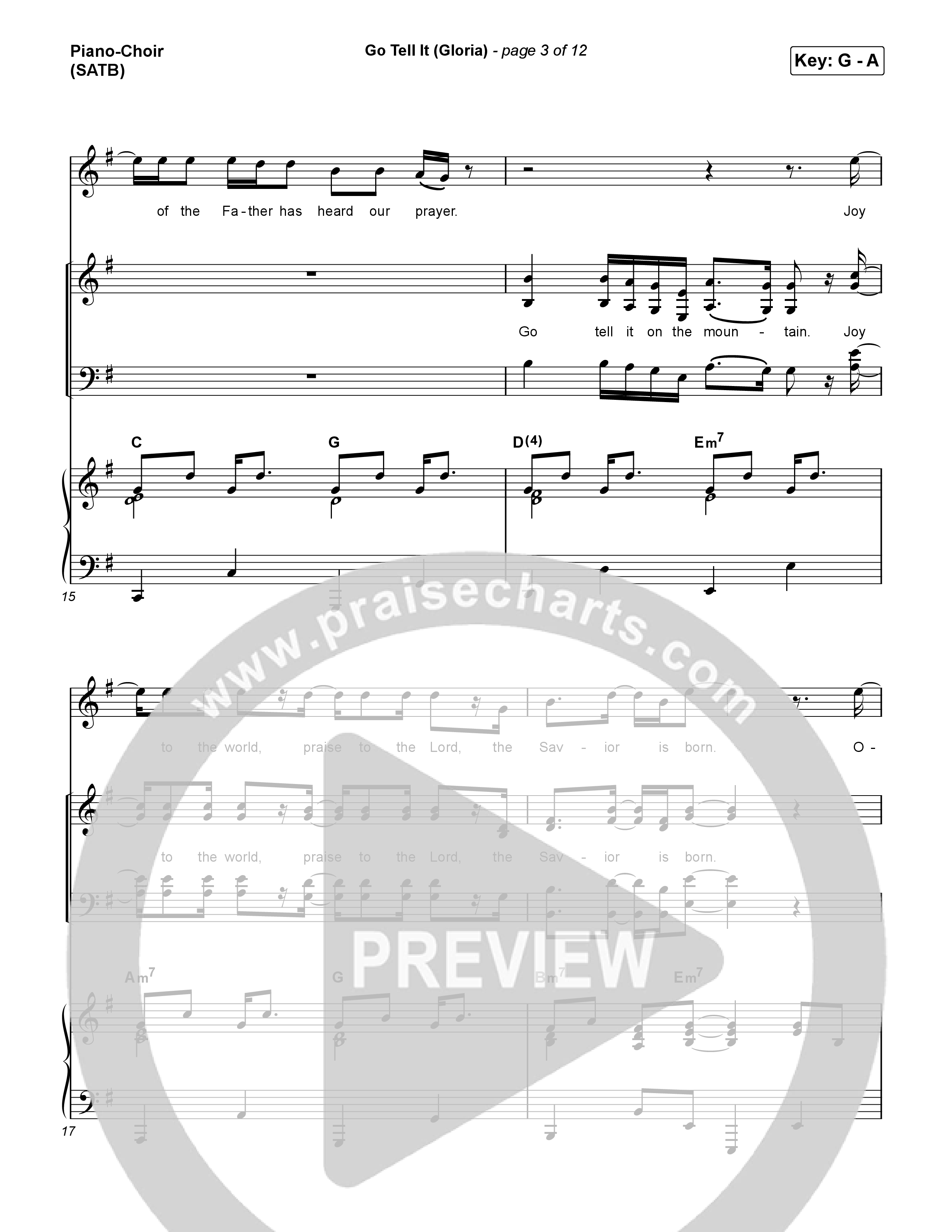 Go Tell It (Gloria) (Choral Anthem SATB) Piano/Vocal (SATB) (Matt Maher / Arr. Luke Gambill)