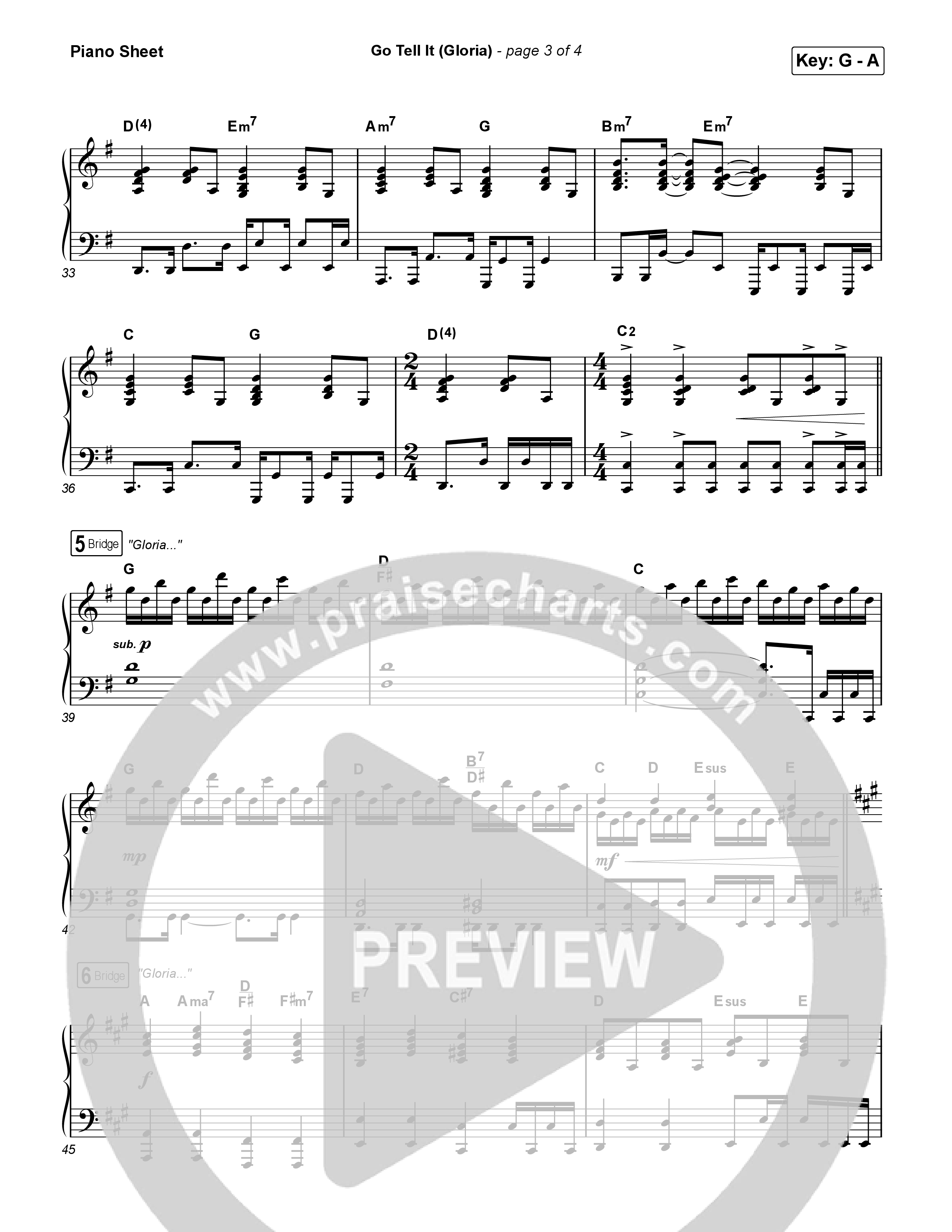 Go Tell It (Gloria) (Choral Anthem SATB) Piano Sheet (Matt Maher / Arr. Luke Gambill)
