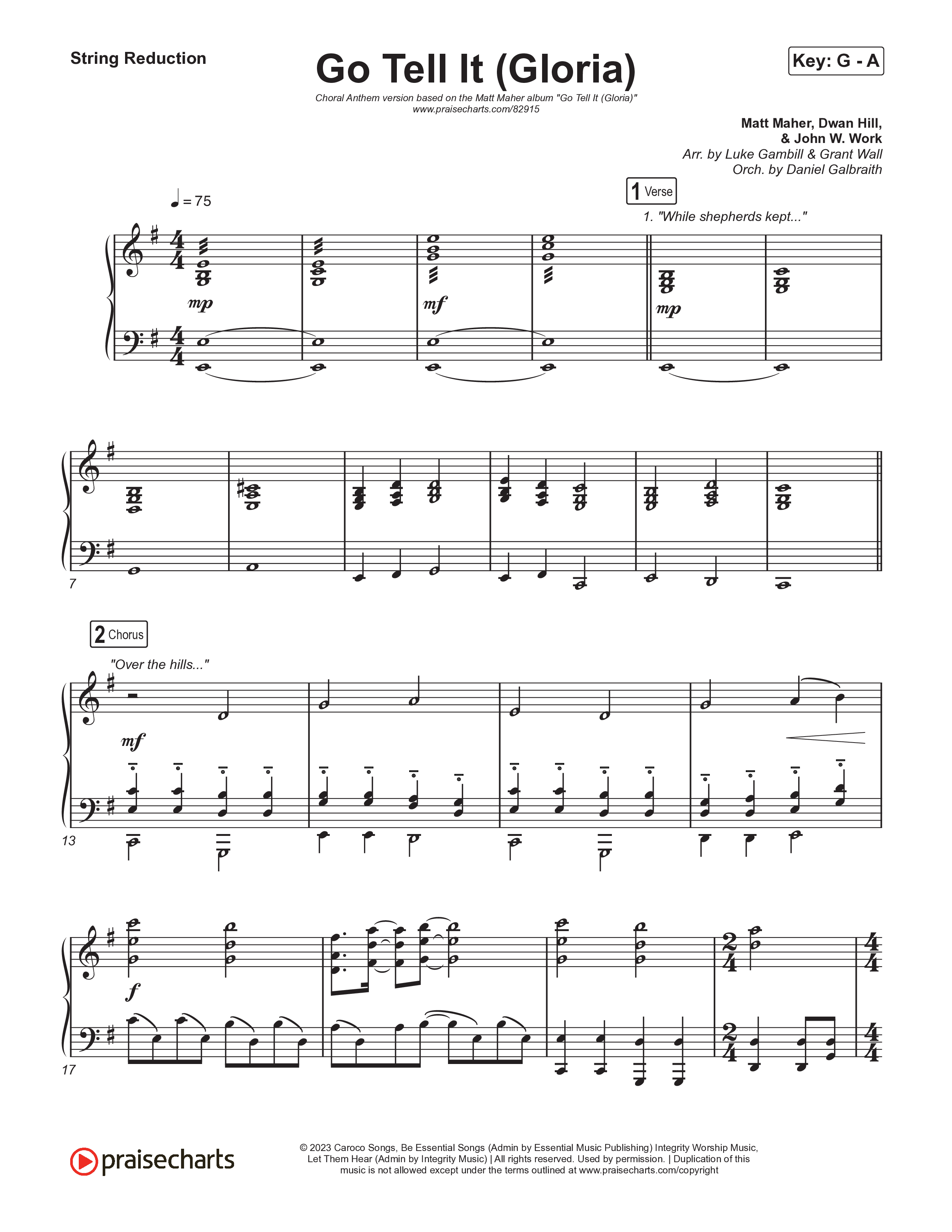 Go Tell It (Gloria) (Choral Anthem SATB) String Reduction (Matt Maher / Arr. Luke Gambill)