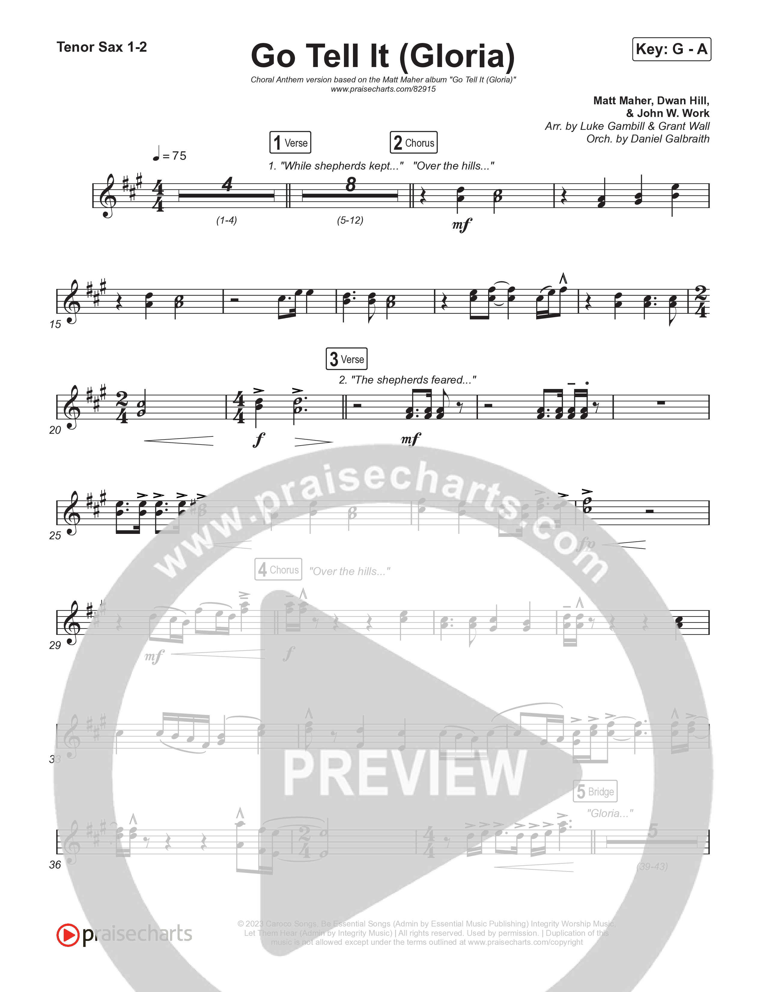 Go Tell It (Gloria) (Choral Anthem SATB) Sax Pack (Matt Maher / Arr. Luke Gambill)