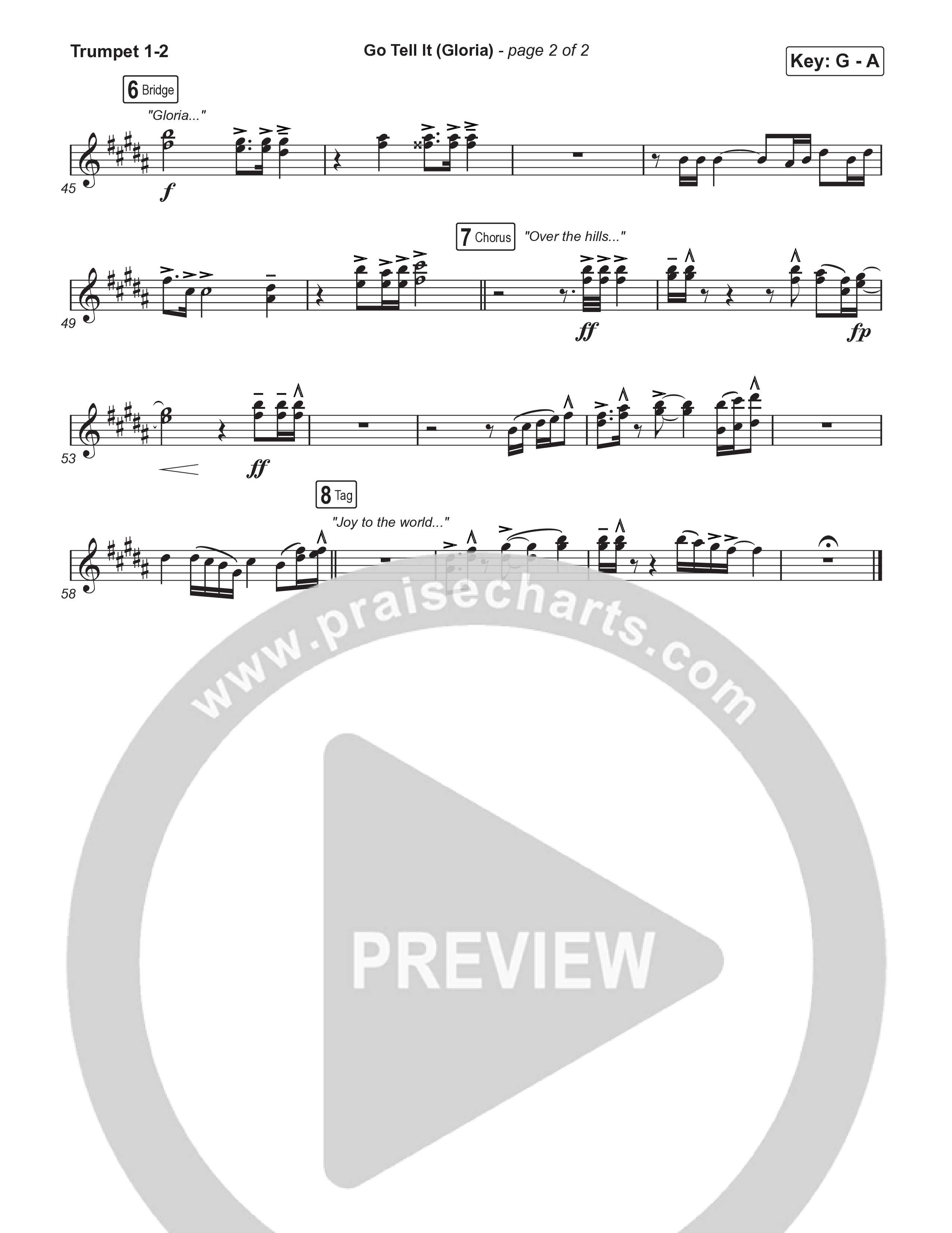 Go Tell It (Gloria) (Choral Anthem SATB) Trumpet 1,2 (Matt Maher / Arr. Luke Gambill)
