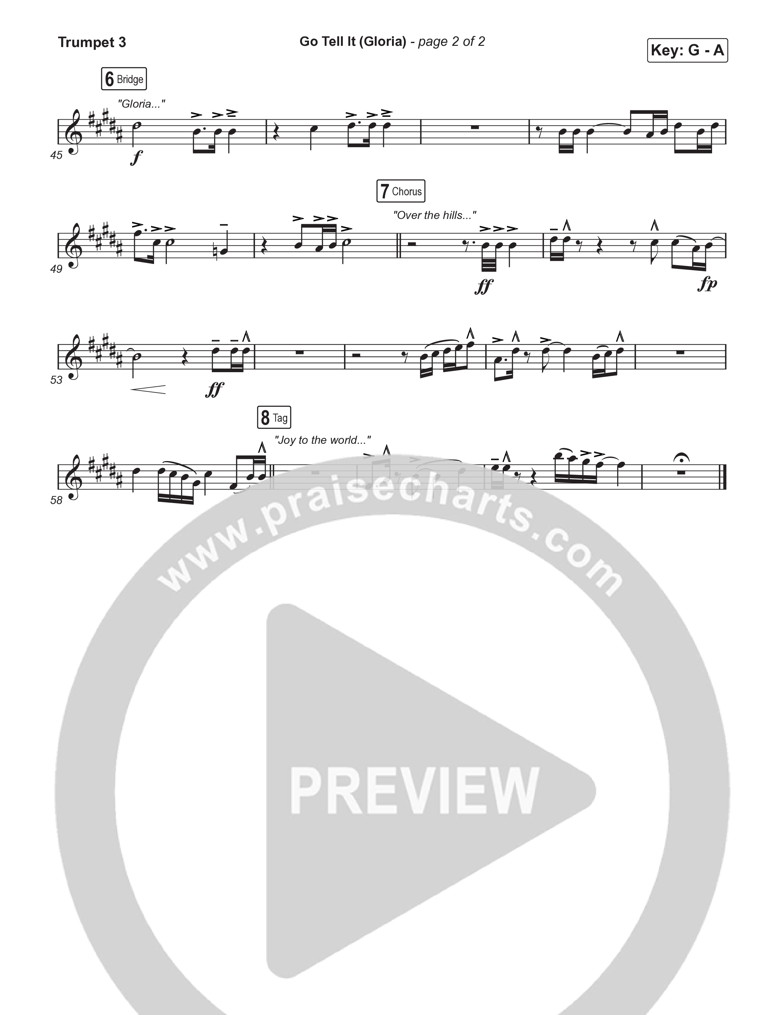 Go Tell It (Gloria) (Choral Anthem SATB) Trumpet 3 (Matt Maher / Arr. Luke Gambill)
