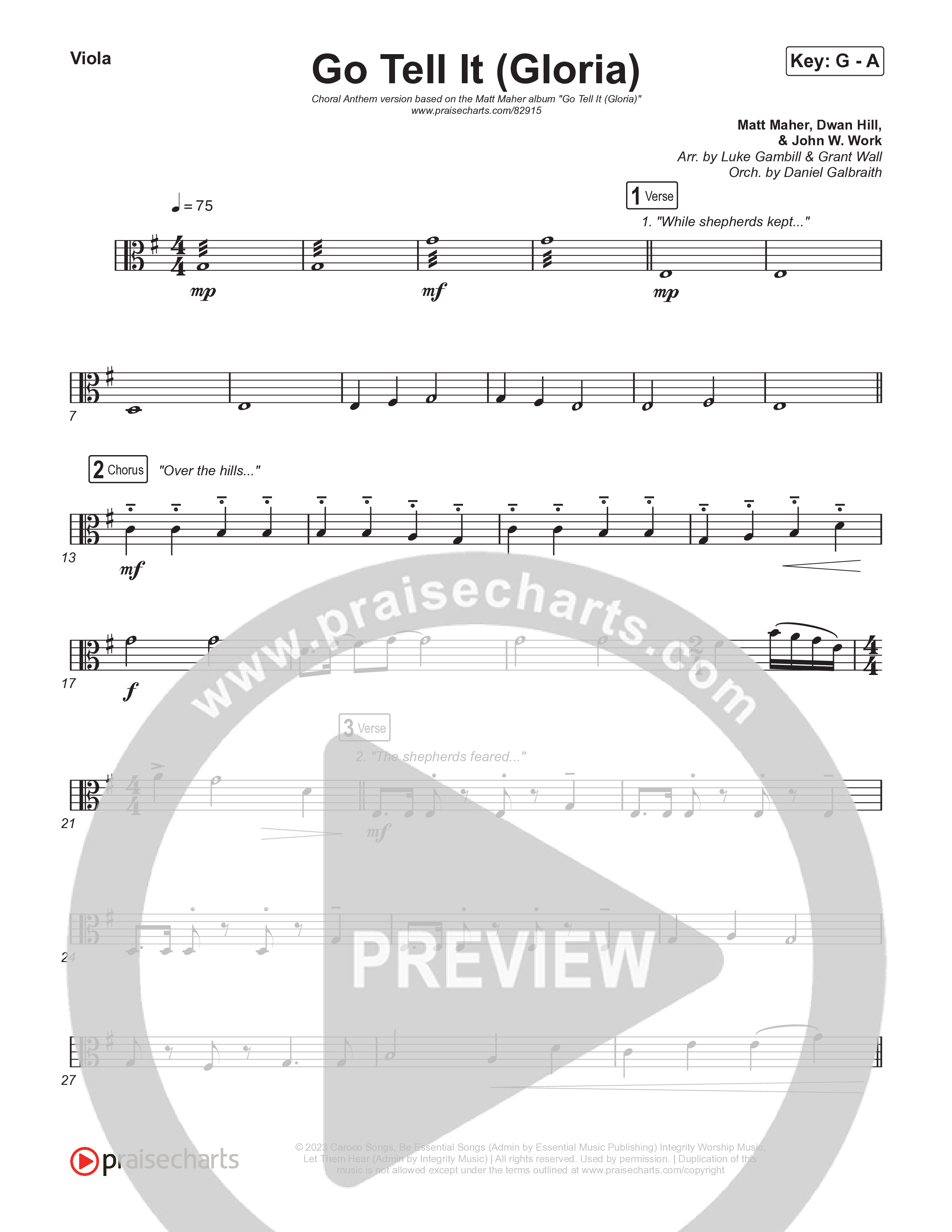 Go Tell It (Gloria) (Choral Anthem SATB) Viola (Matt Maher / Arr. Luke Gambill)