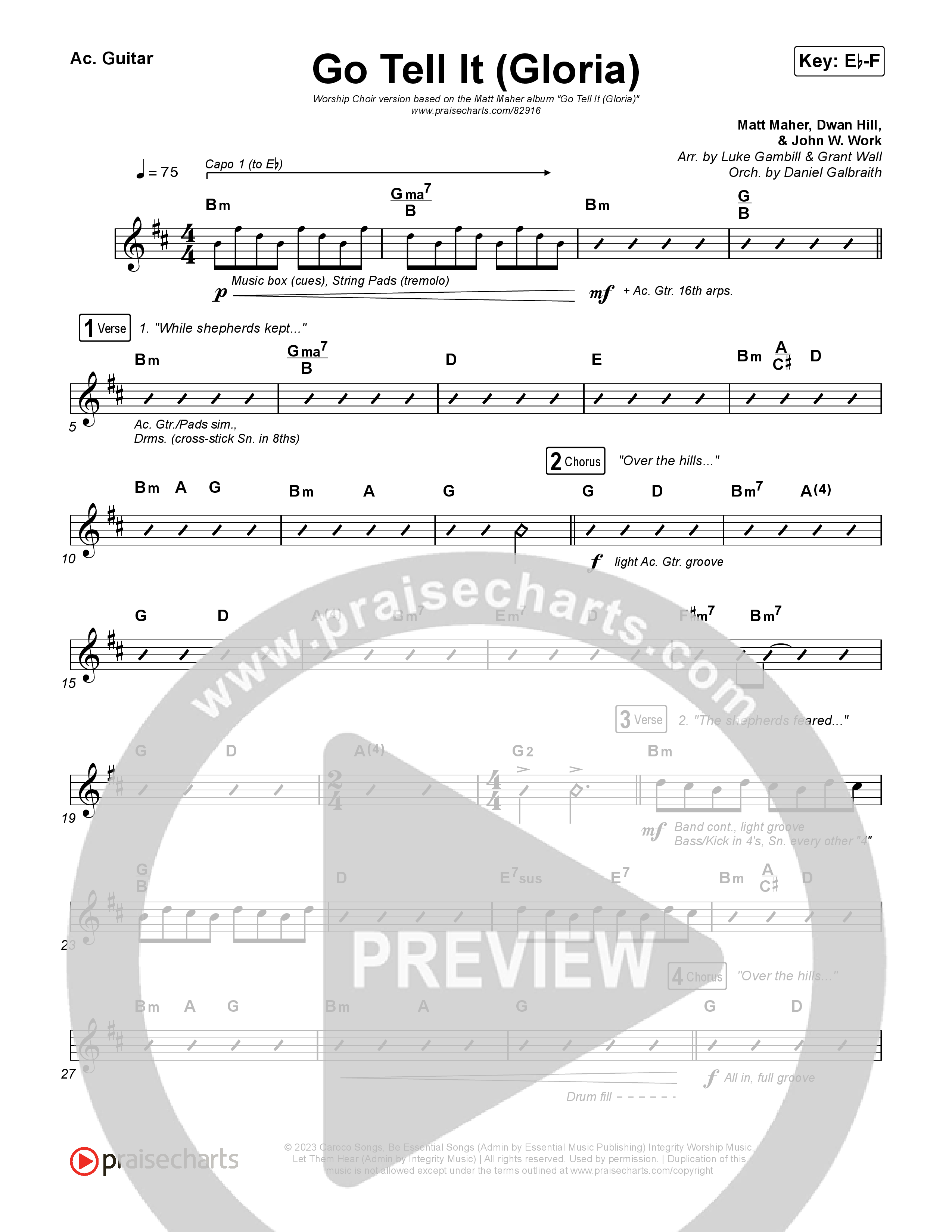 Go Tell It (Gloria) (Worship Choir/SAB) Acoustic Guitar (Matt Maher / Arr. Luke Gambill)