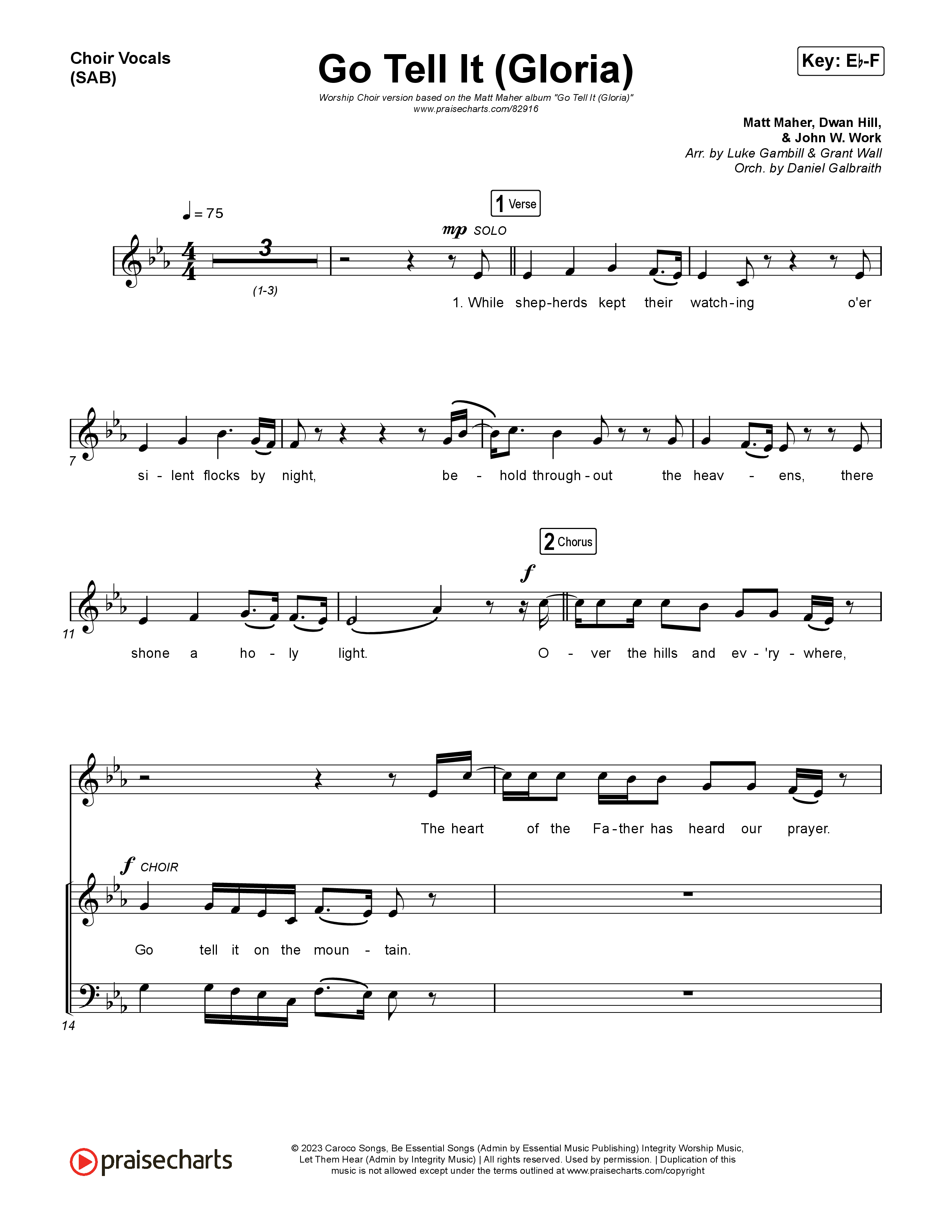 Go Tell It (Gloria) (Worship Choir/SAB) Choir Sheet (SAB) (Matt Maher / Arr. Luke Gambill)