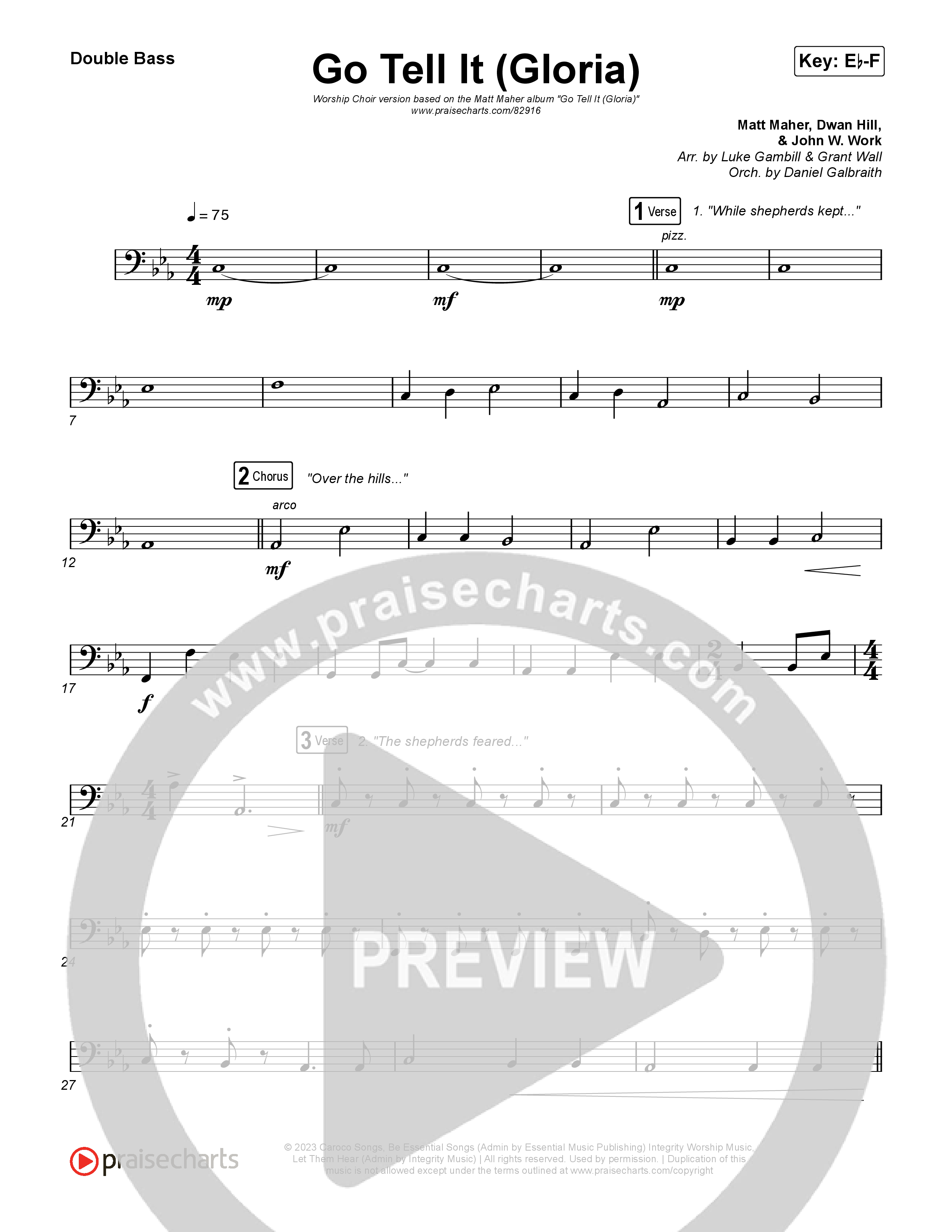Go Tell It (Gloria) (Worship Choir/SAB) Double Bass (Matt Maher / Arr. Luke Gambill)
