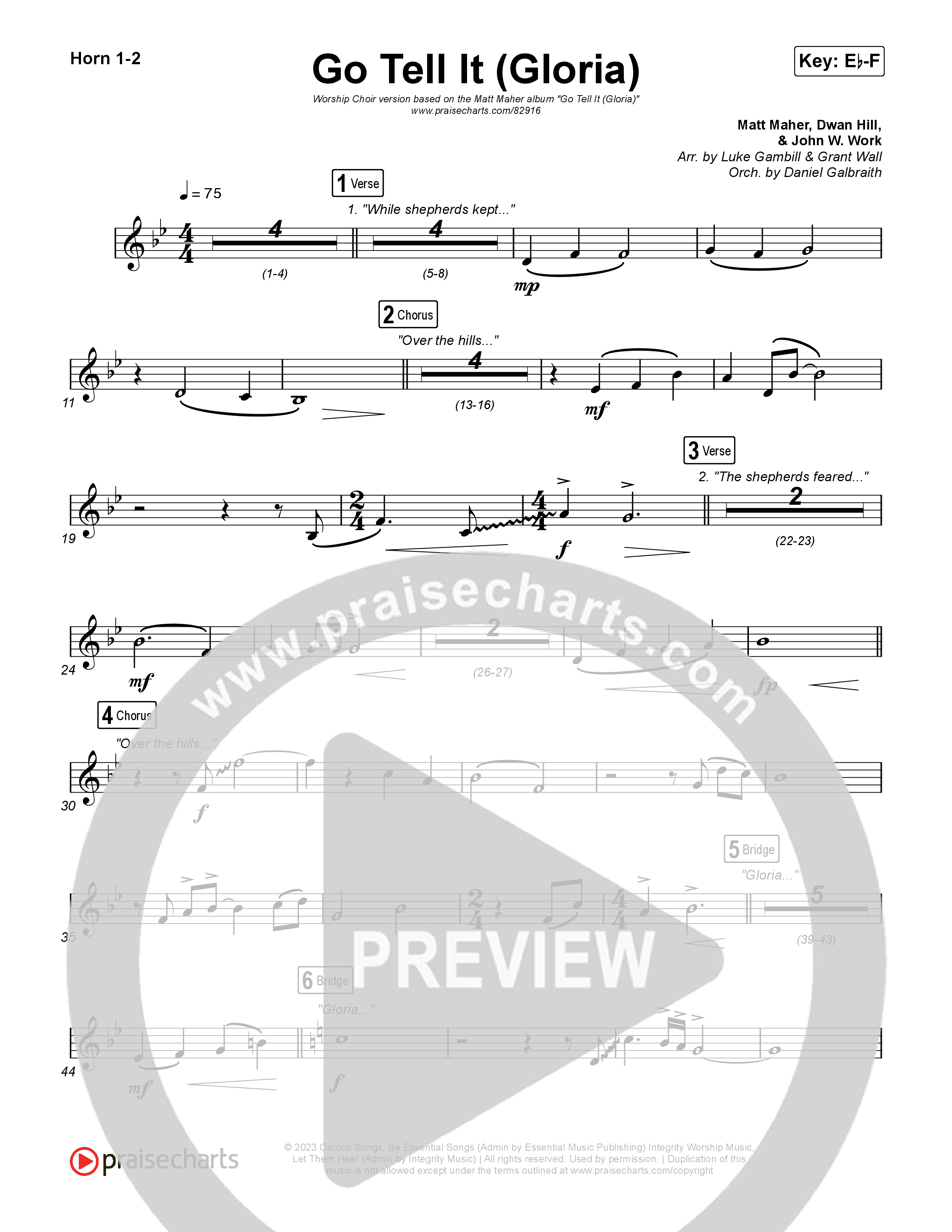 Go Tell It (Gloria) (Worship Choir/SAB) French Horn 1/2 (Matt Maher / Arr. Luke Gambill)