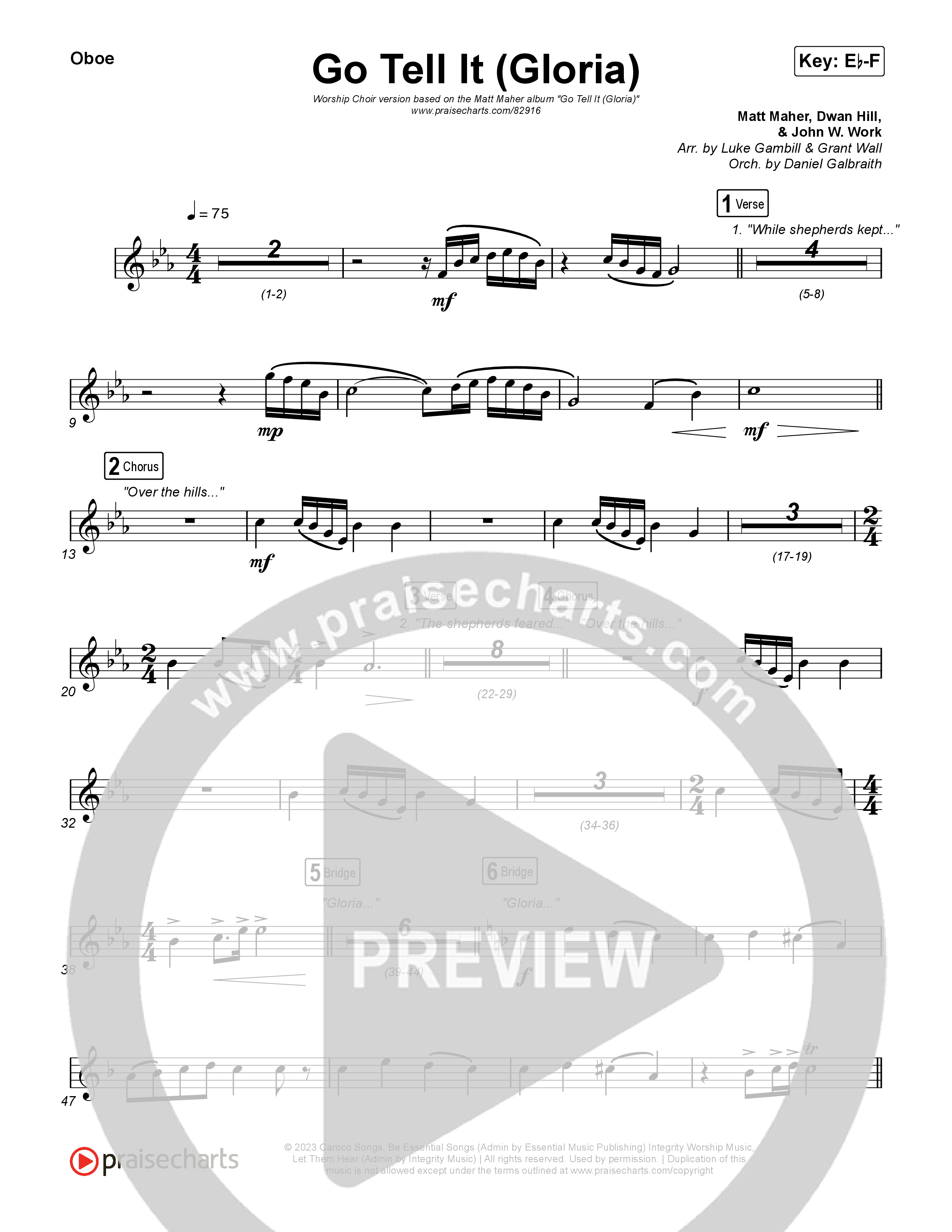 Go Tell It (Gloria) (Worship Choir/SAB) Oboe (Matt Maher / Arr. Luke Gambill)