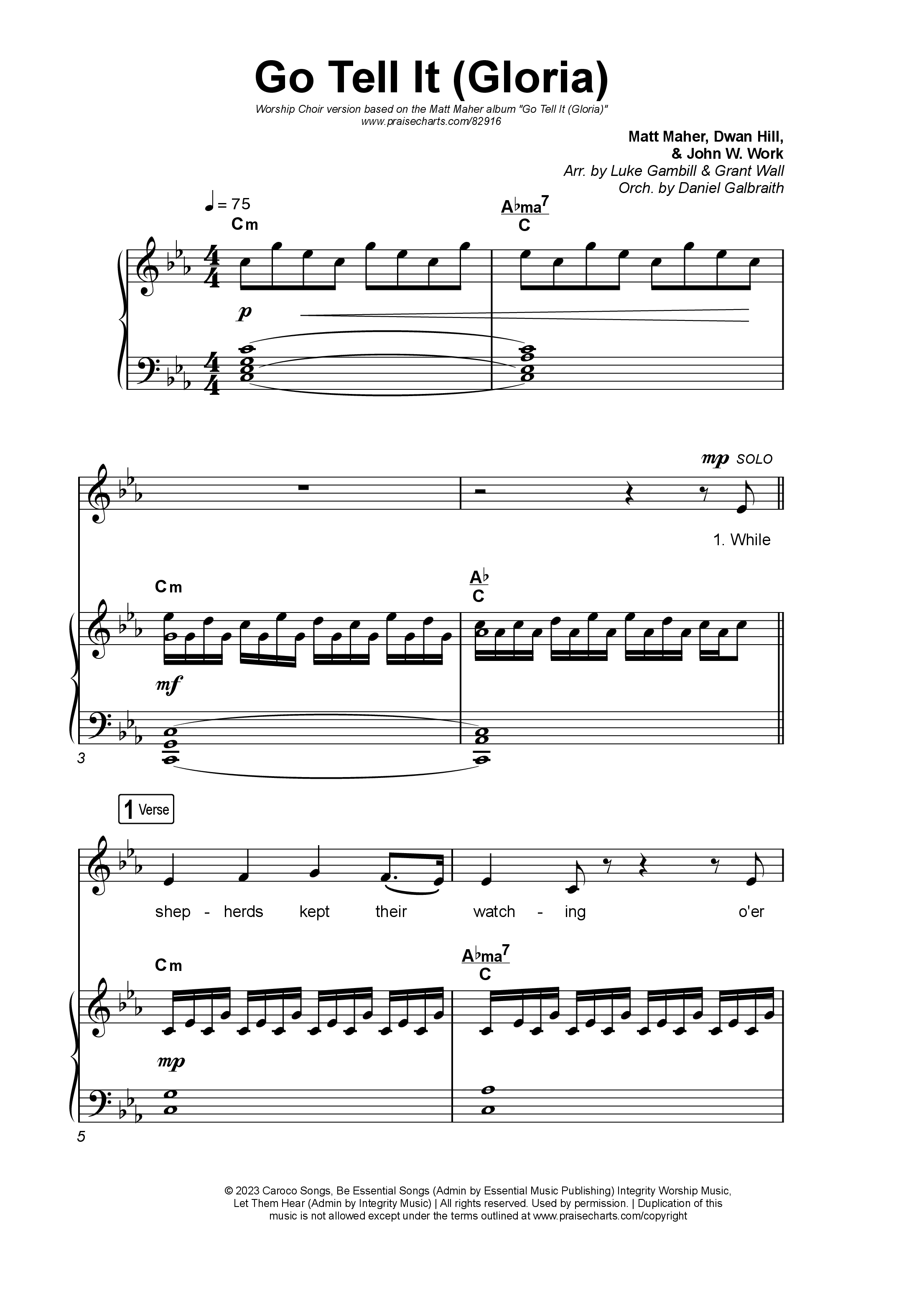 Go Tell It (Gloria) (Worship Choir/SAB) Octavo (SAB & Pno) (Matt Maher / Arr. Luke Gambill)